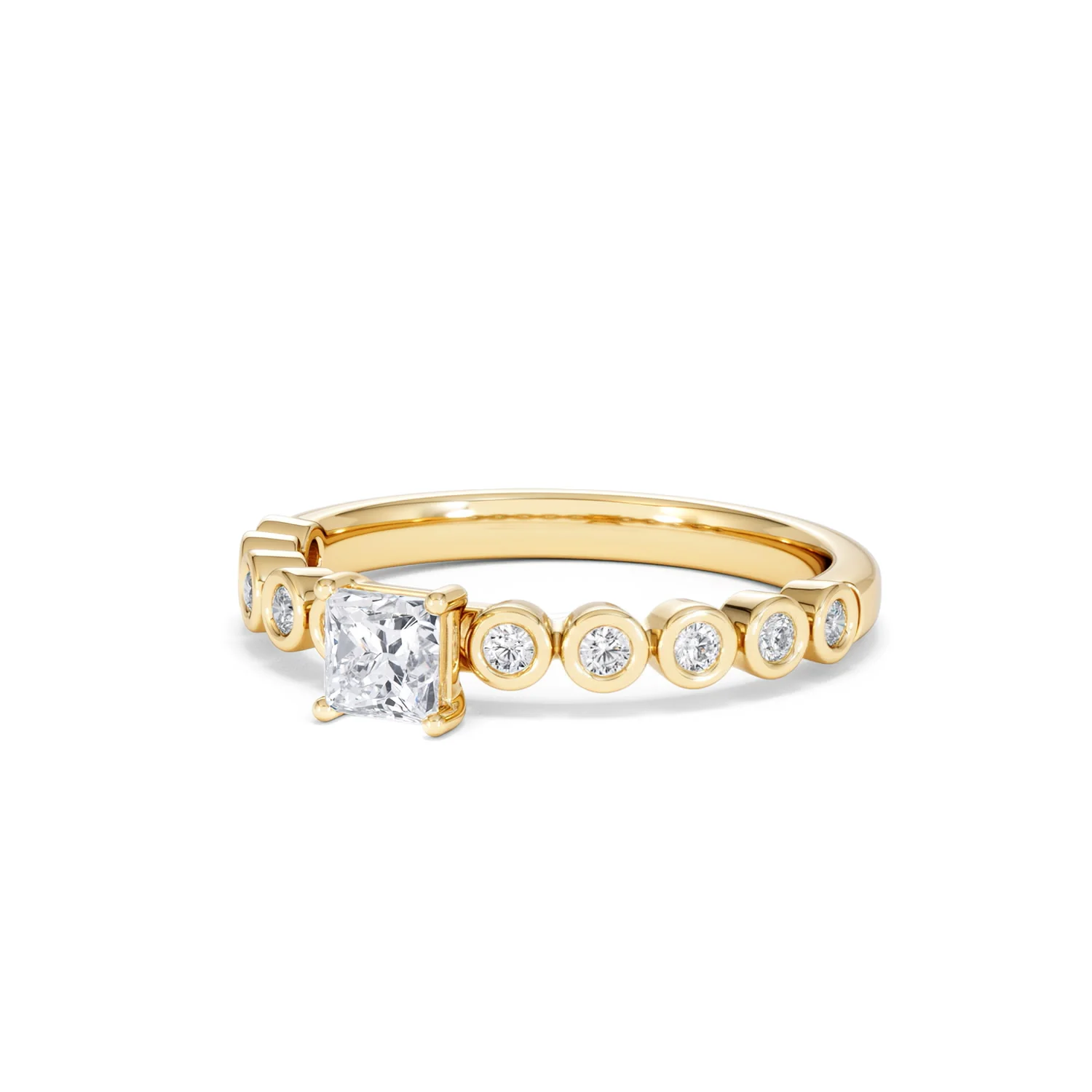 Entwine 0.30ct Princess Cut Lab Diamond Solitaire Engagement Ring with Side Stones in 18K Gold Vermeil - Image 81