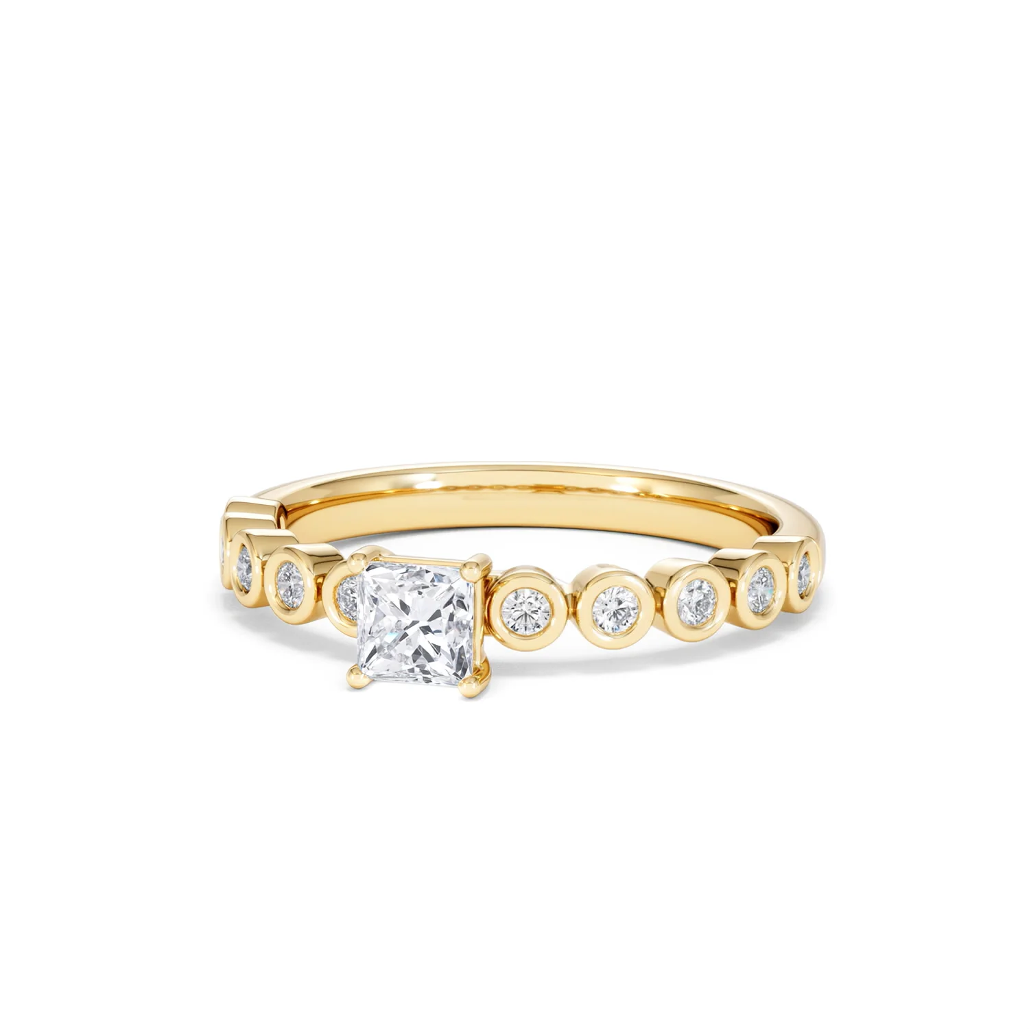 Entwine 0.30ct Princess Cut Lab Diamond Solitaire Engagement Ring with Side Stones in 18K Gold Vermeil - Image 83