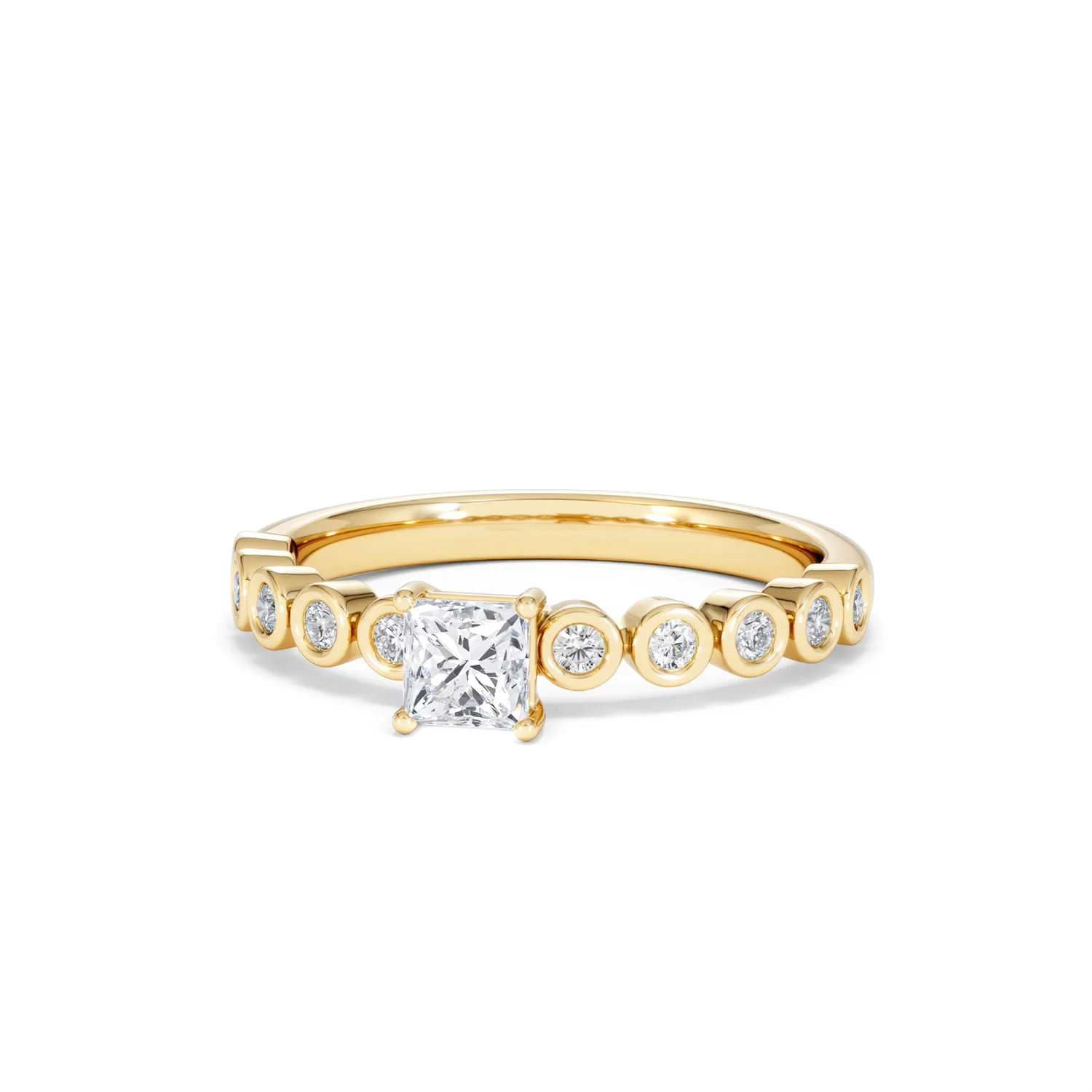 Entwine 0.30ct Princess Cut Lab Diamond Solitaire Engagement Ring with Side Stones in 18K Gold Vermeil - Image 84