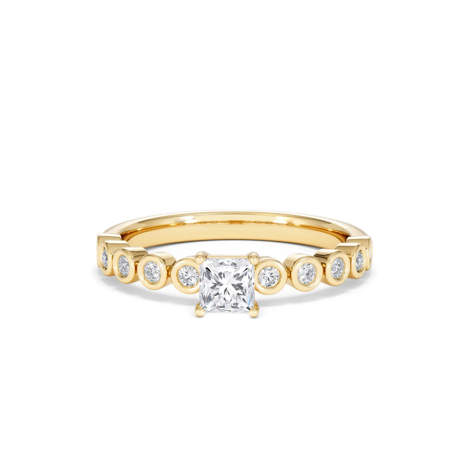 Entwine 0.30ct Princess Cut Lab Diamond Solitaire Engagement Ring with Side Stones in 18K Gold Vermeil - Image 86
