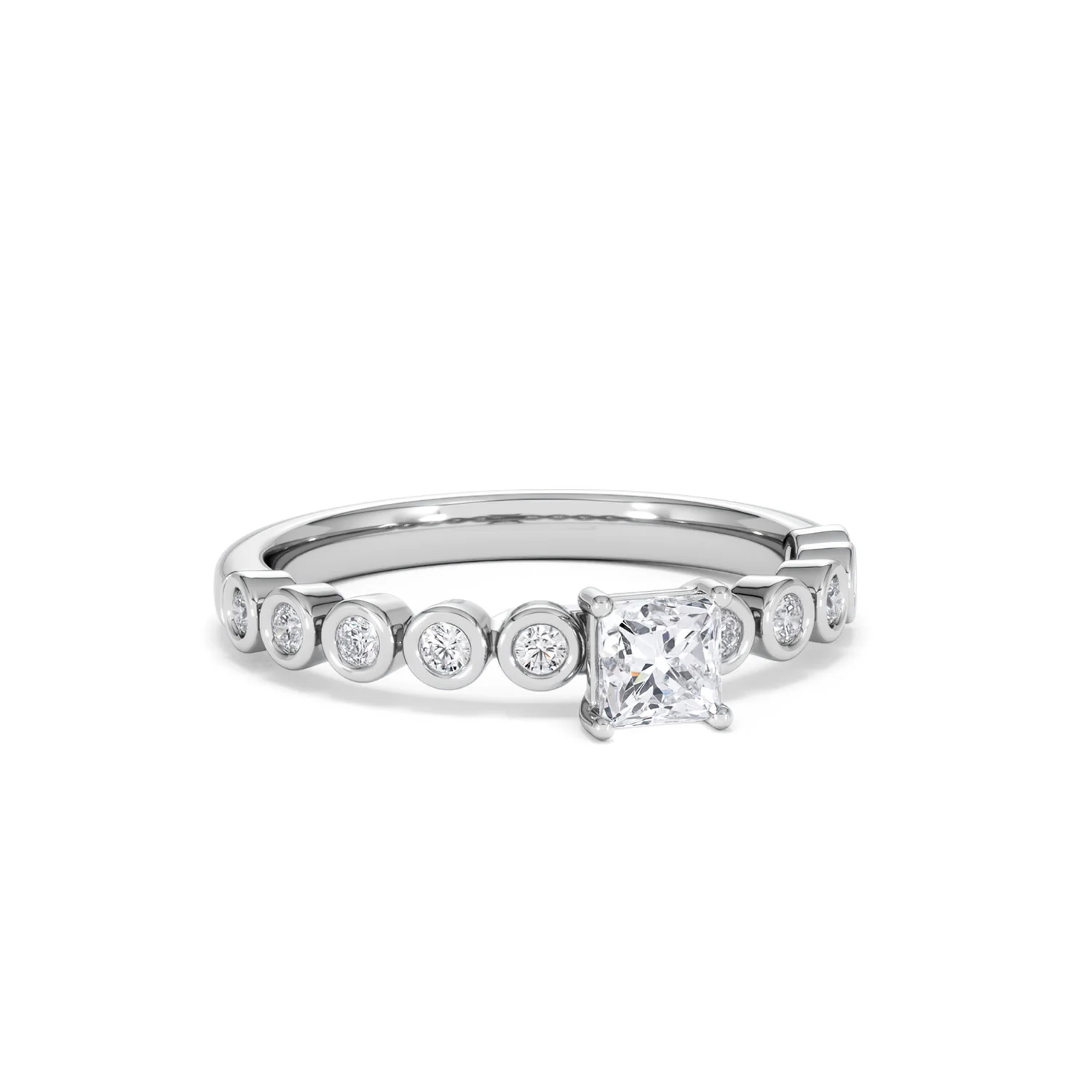 Entwine 0.30ct Princess Cut Lab Diamond Solitaire Engagement Ring with Side Stones in Sterling Silver - Image 11
