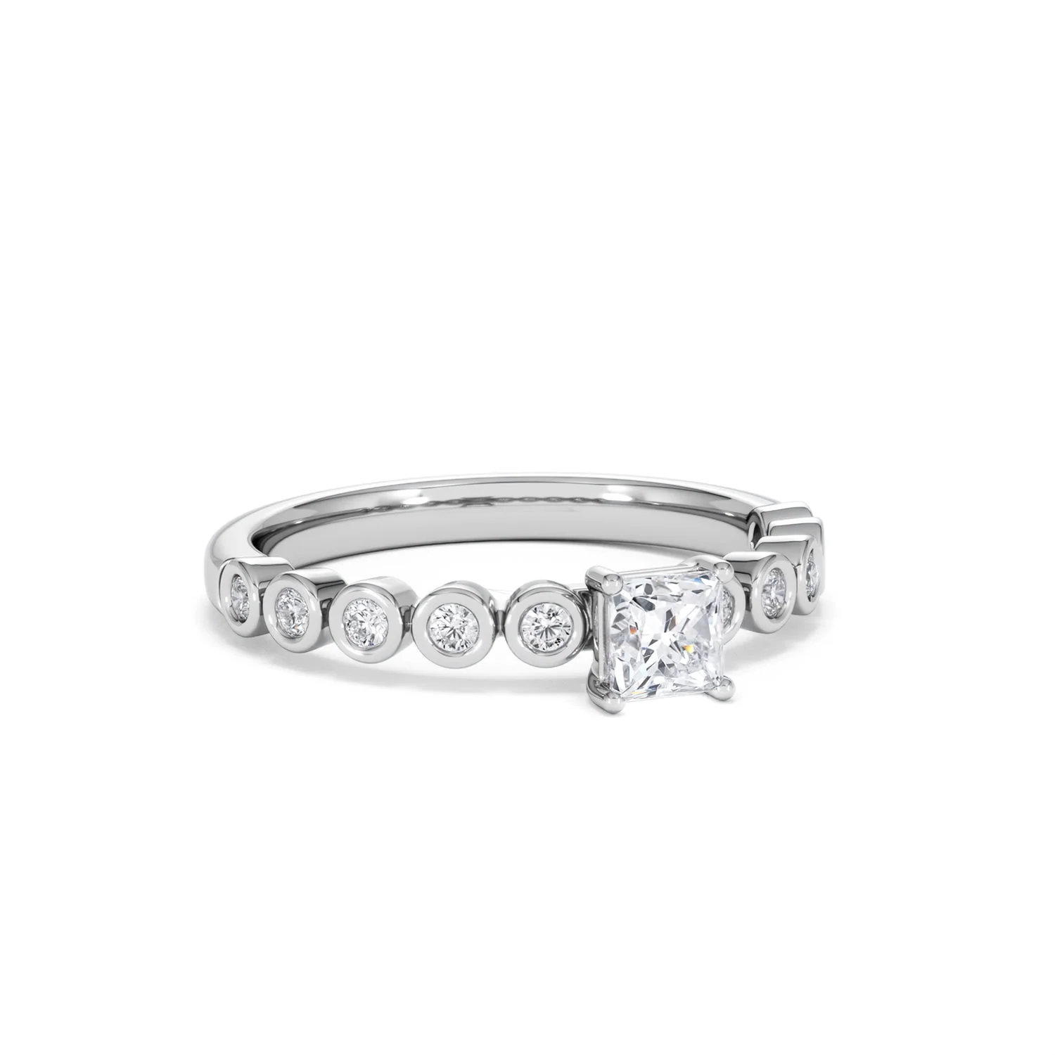 Entwine 0.30ct Princess Cut Lab Diamond Solitaire Engagement Ring with Side Stones in Sterling Silver - Image 12