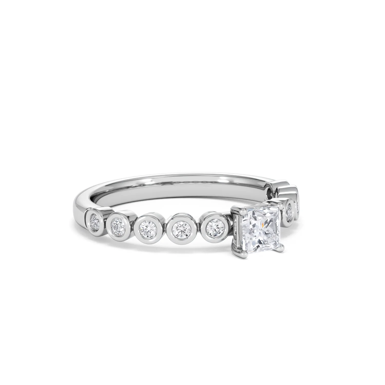 Entwine 0.30ct Princess Cut Lab Diamond Solitaire Engagement Ring with Side Stones in Sterling Silver - Image 14