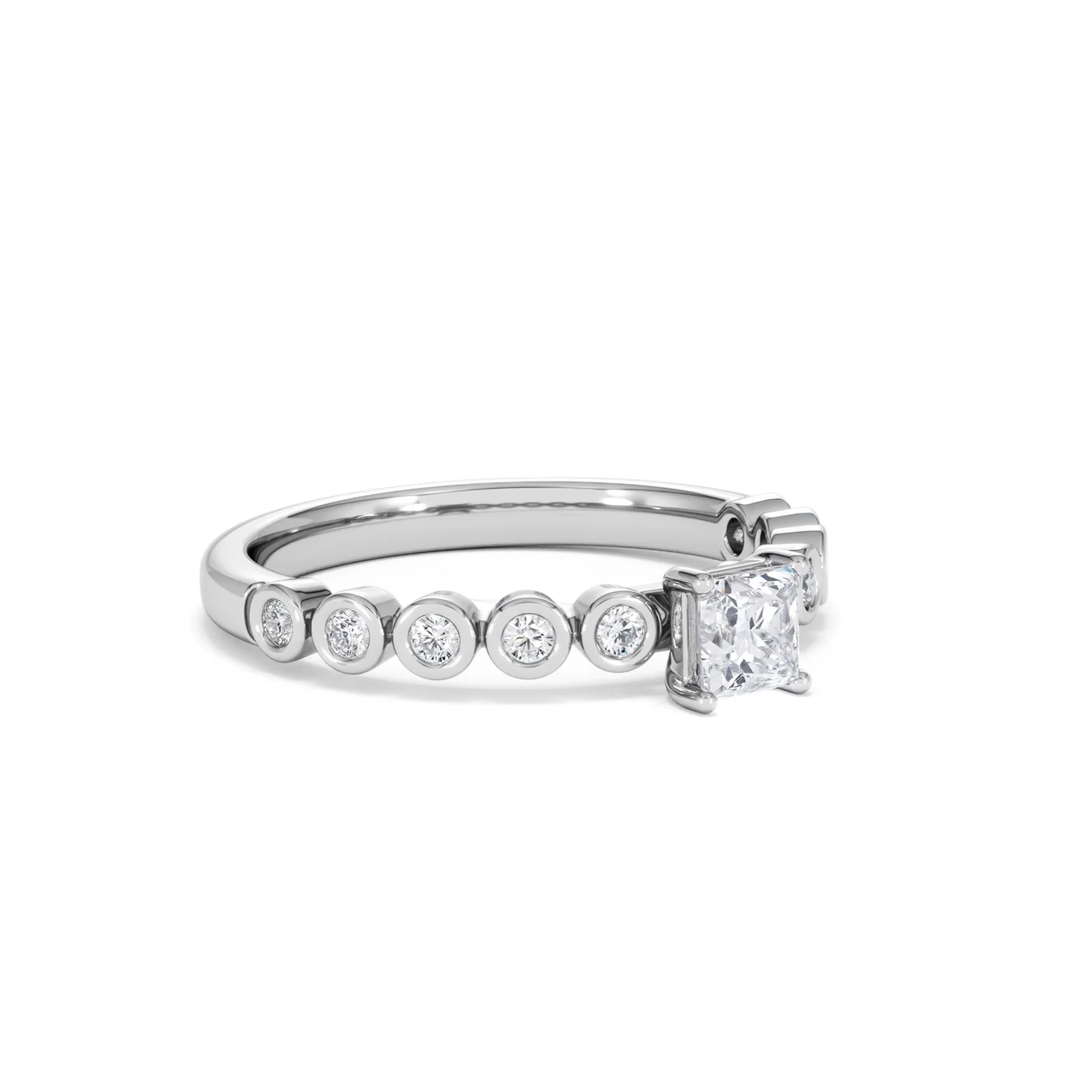 Entwine 0.30ct Princess Cut Lab Diamond Solitaire Engagement Ring with Side Stones in Sterling Silver - Image 15