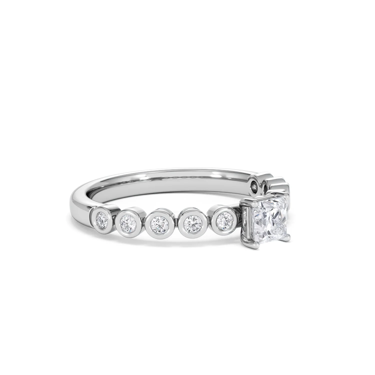 Entwine 0.30ct Princess Cut Lab Diamond Solitaire Engagement Ring with Side Stones in Sterling Silver - Image 16