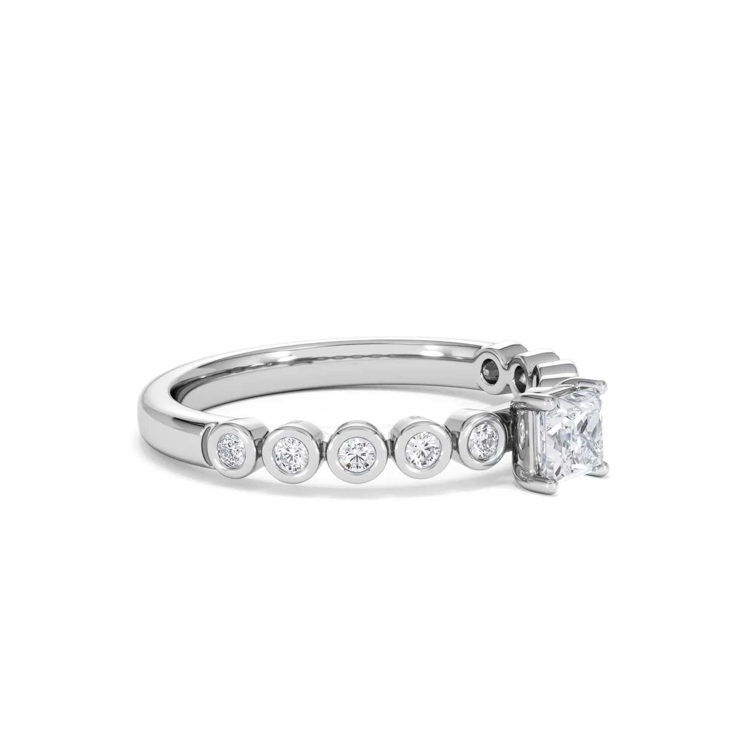Entwine 0.30ct Princess Cut Lab Diamond Solitaire Engagement Ring with Side Stones in Sterling Silver - Image 18