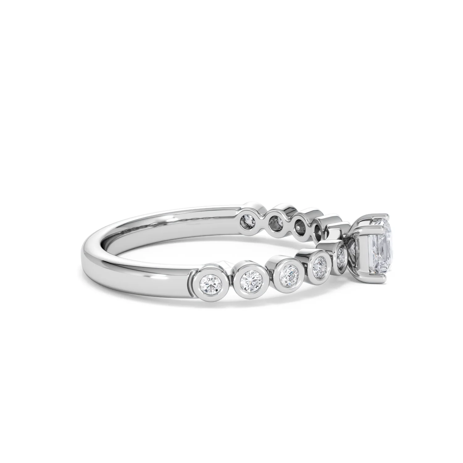 Entwine 0.30ct Princess Cut Lab Diamond Solitaire Engagement Ring with Side Stones in Sterling Silver - Image 25