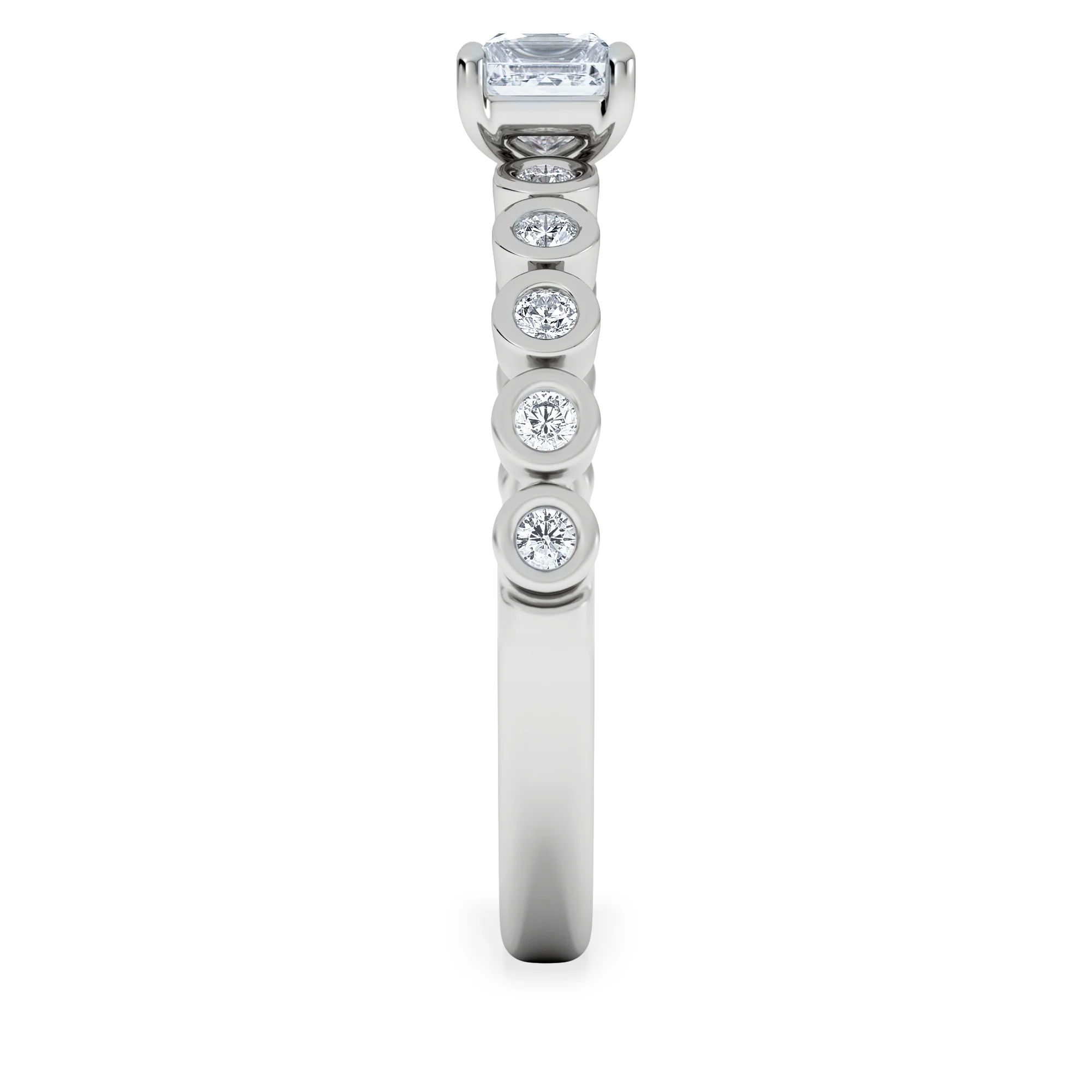 Entwine 0.30ct Princess Cut Lab Diamond Solitaire Engagement Ring with Side Stones in Sterling Silver - Image 5