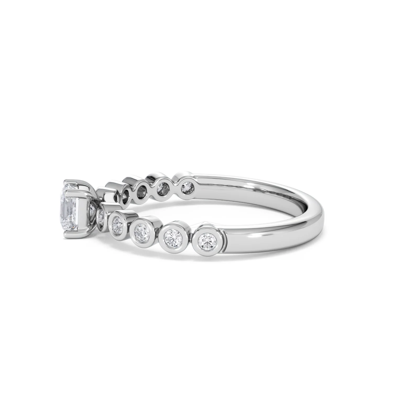 Entwine 0.30ct Princess Cut Lab Diamond Solitaire Engagement Ring with Side Stones in Sterling Silver - Image 68