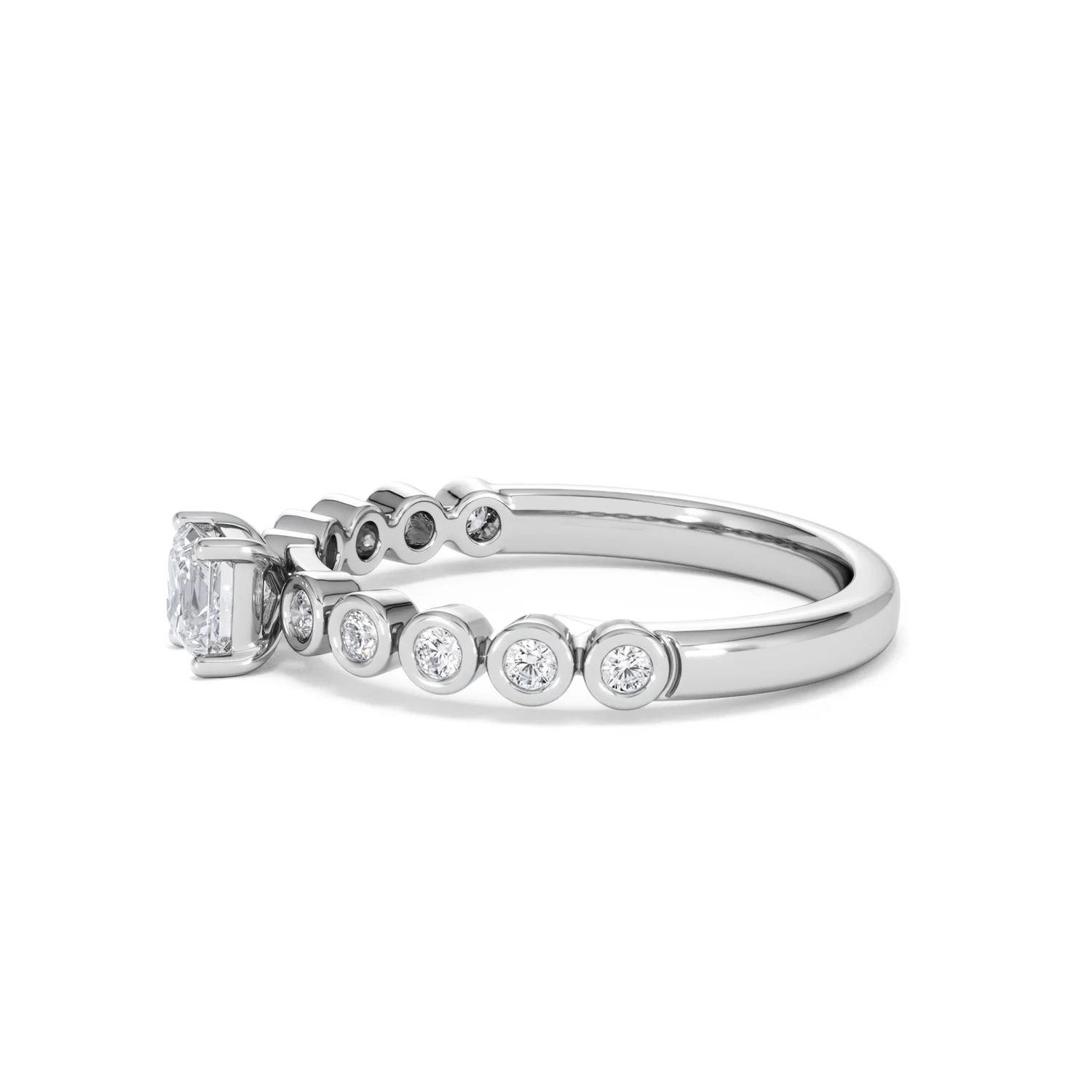 Entwine 0.30ct Princess Cut Lab Diamond Solitaire Engagement Ring with Side Stones in Sterling Silver - Image 70