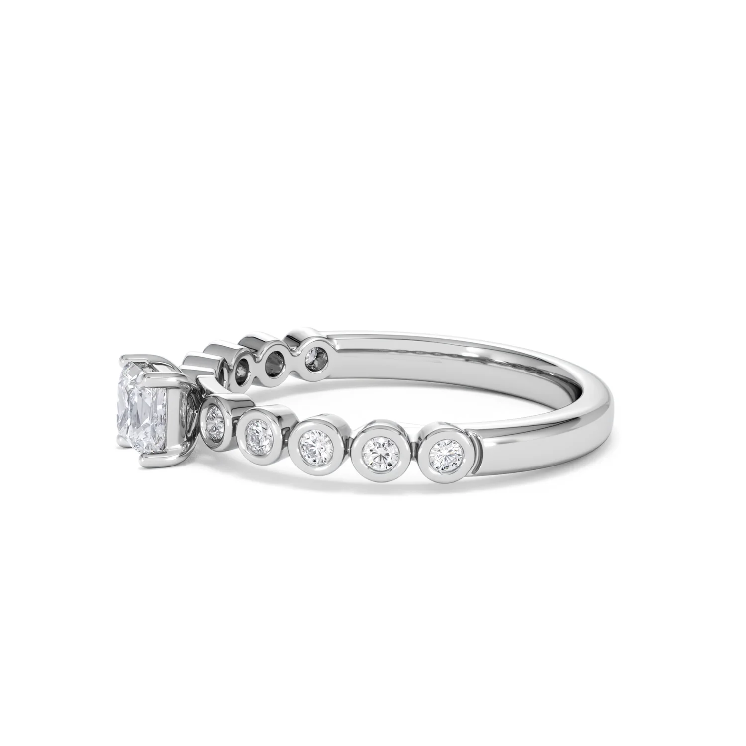 Entwine 0.30ct Princess Cut Lab Diamond Solitaire Engagement Ring with Side Stones in Sterling Silver - Image 71