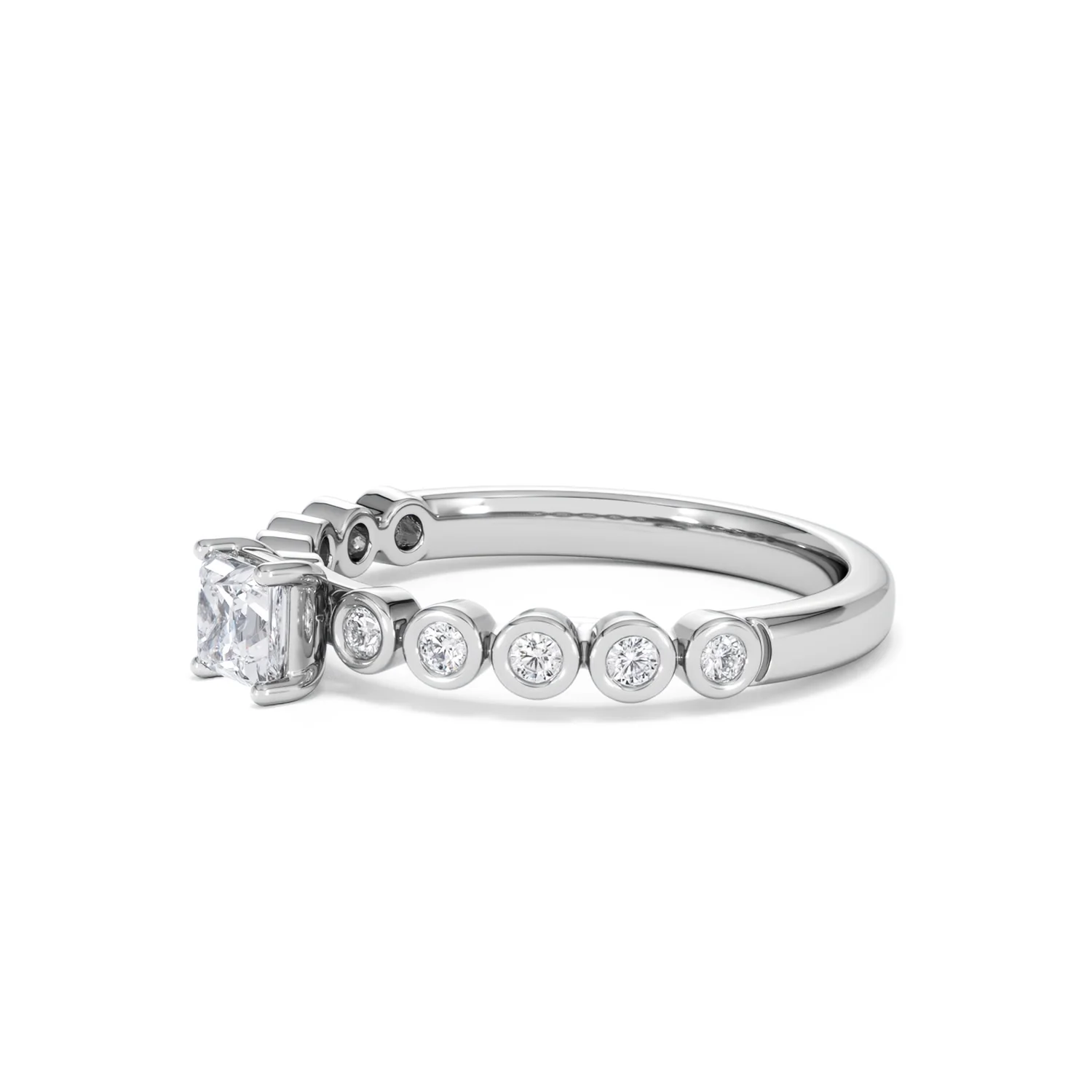 Entwine 0.30ct Princess Cut Lab Diamond Solitaire Engagement Ring with Side Stones in Sterling Silver - Image 74