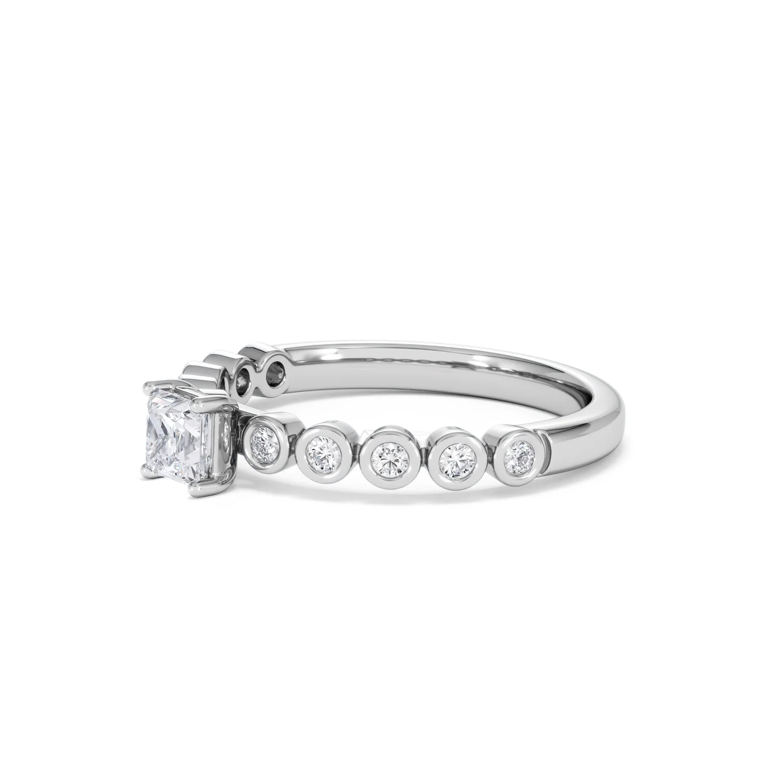 Entwine 0.30ct Princess Cut Lab Diamond Solitaire Engagement Ring with Side Stones in Sterling Silver - Image 75