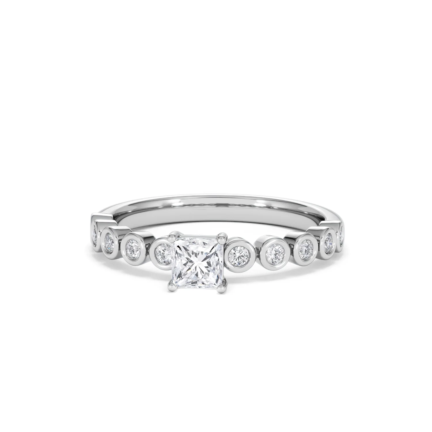 Entwine 0.30ct Princess Cut Lab Diamond Solitaire Engagement Ring with Side Stones in Sterling Silver - Image 85
