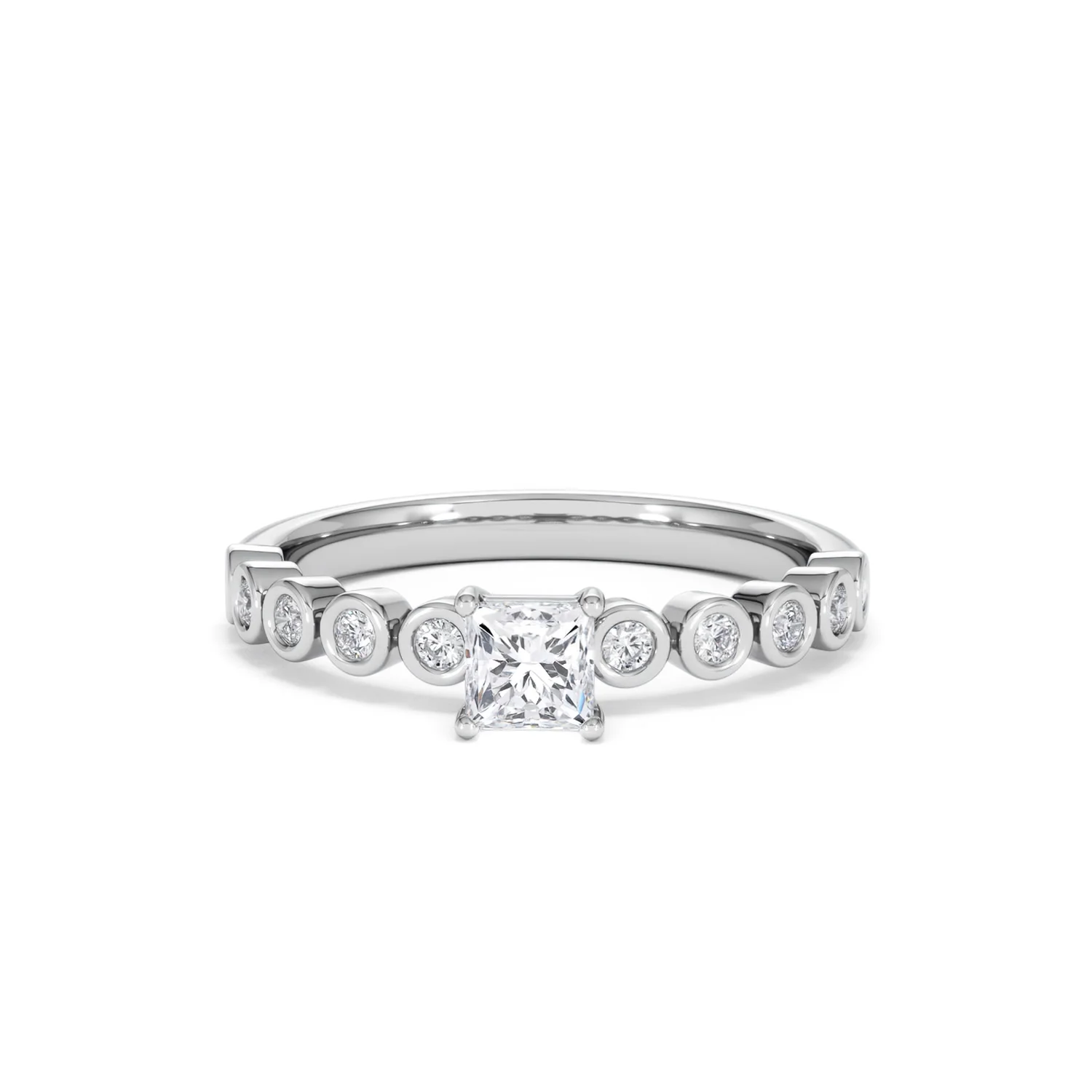 Entwine 0.30ct Princess Cut Lab Diamond Solitaire Engagement Ring with Side Stones in Sterling Silver - Image 86