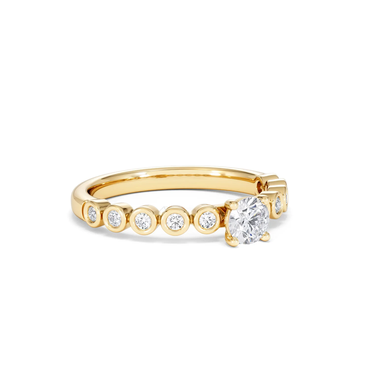 Entwine 0.30ct Round Cut Lab Diamond Solitaire Engagement Ring with Side Stones in 18K Gold Vermeil - Image 14