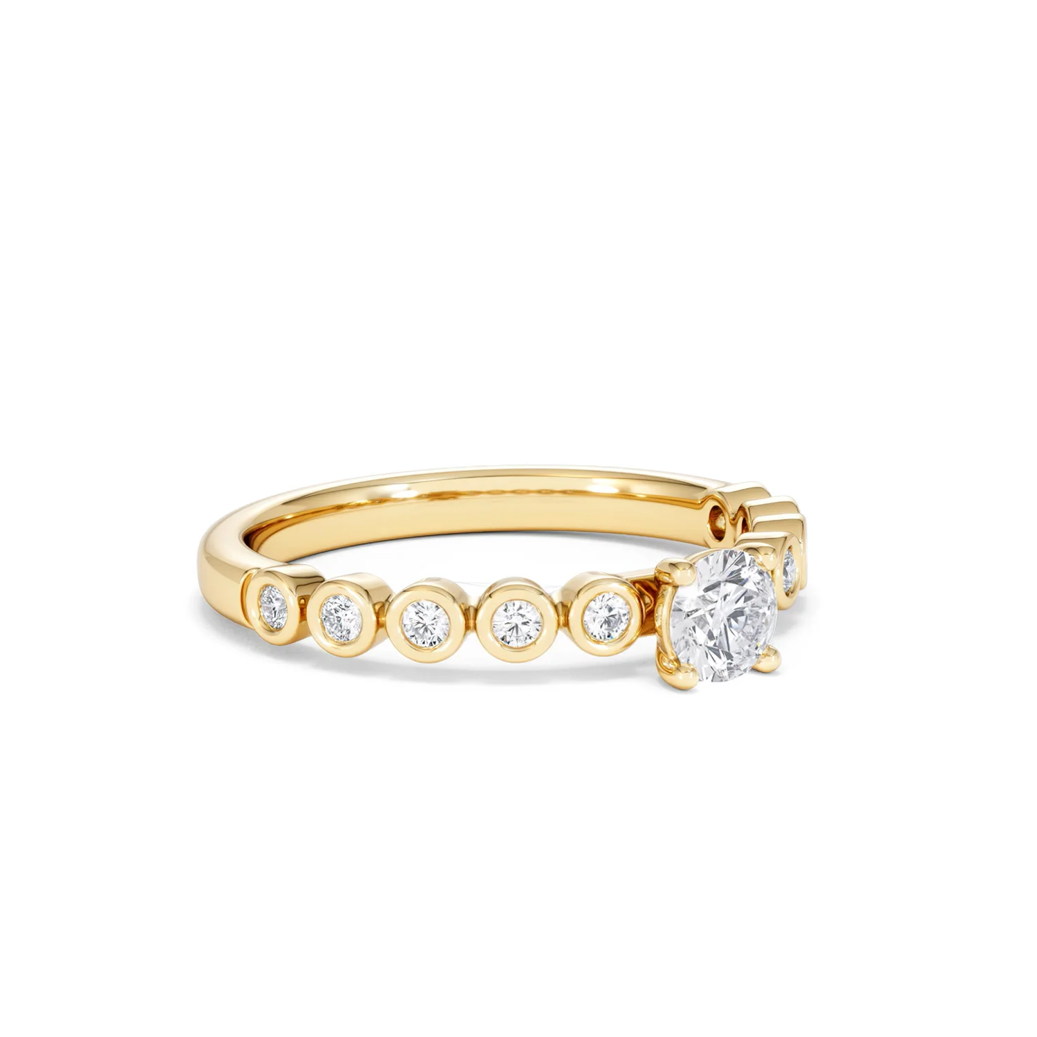 Entwine 0.30ct Round Cut Lab Diamond Solitaire Engagement Ring with Side Stones in 18K Gold Vermeil - Image 15