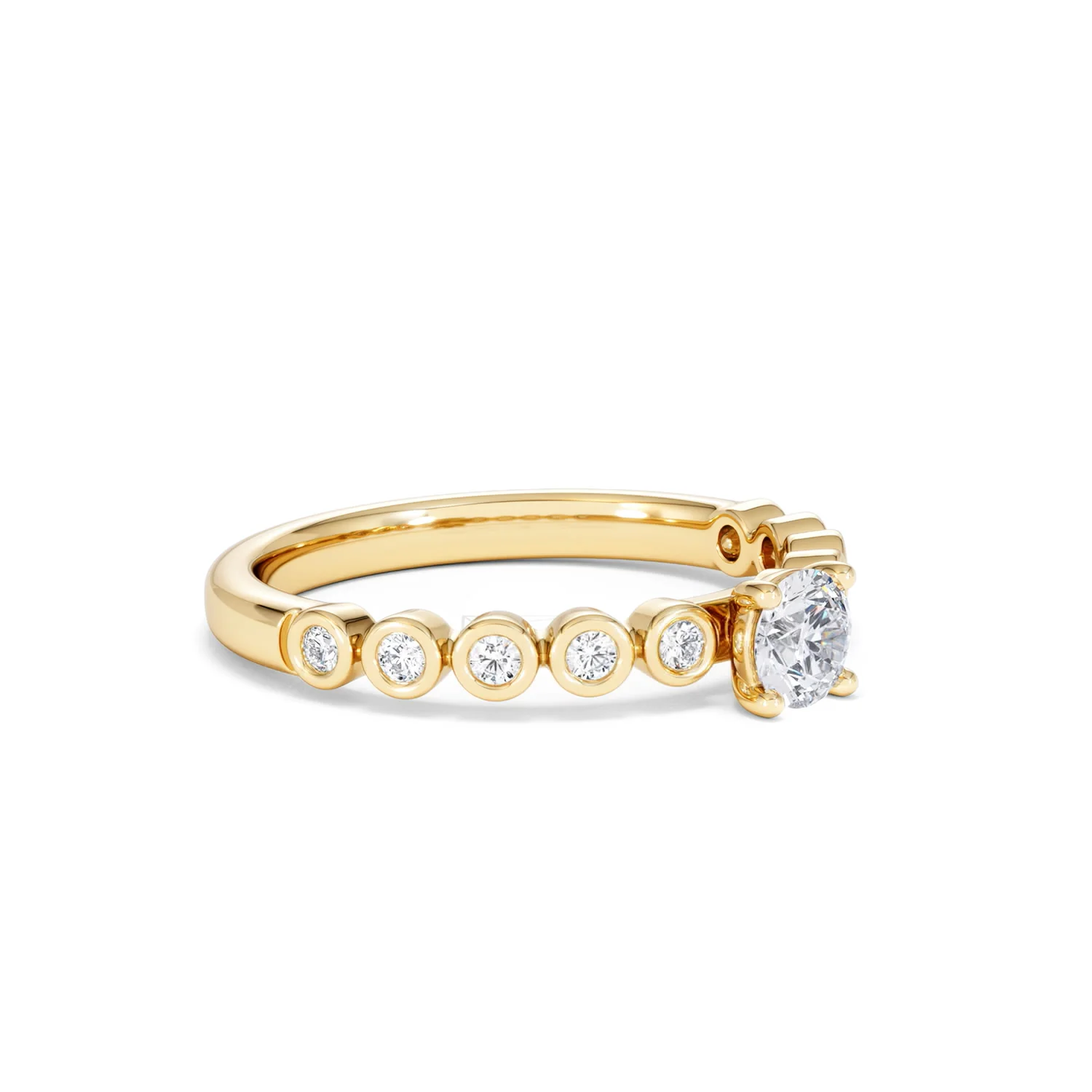 Entwine 0.30ct Round Cut Lab Diamond Solitaire Engagement Ring with Side Stones in 18K Gold Vermeil - Image 17