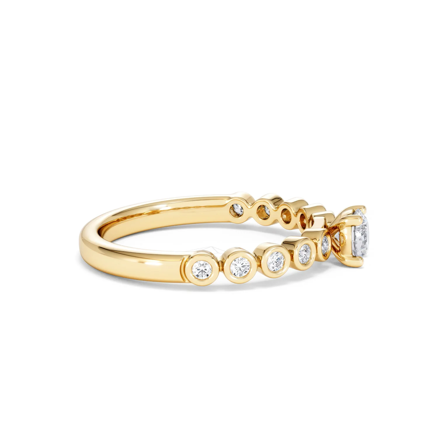 Entwine 0.30ct Round Cut Lab Diamond Solitaire Engagement Ring with Side Stones in 18K Gold Vermeil - Image 25