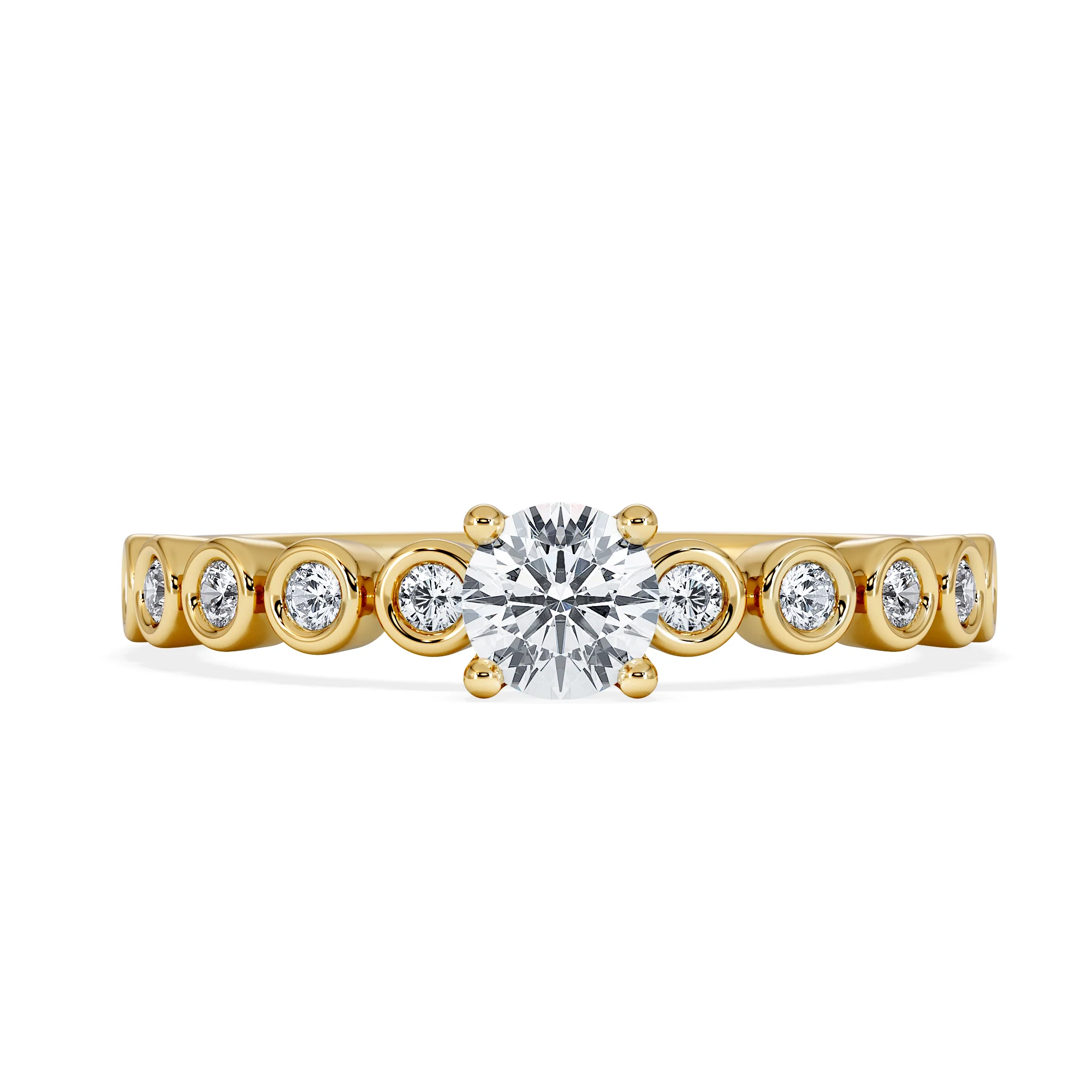 Entwine 0.30ct Round Cut Lab Diamond Solitaire Engagement Ring with Side Stones in 18K Gold Vermeil - Image 6
