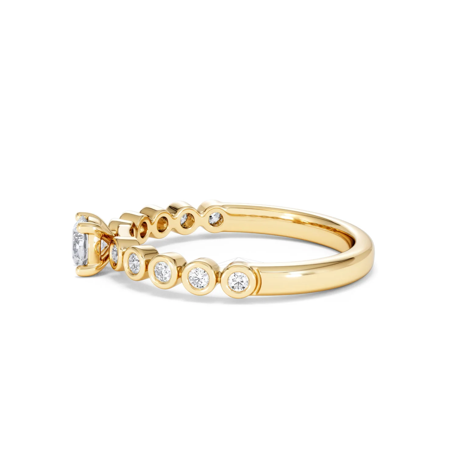 Entwine 0.30ct Round Cut Lab Diamond Solitaire Engagement Ring with Side Stones in 18K Gold Vermeil - Image 68