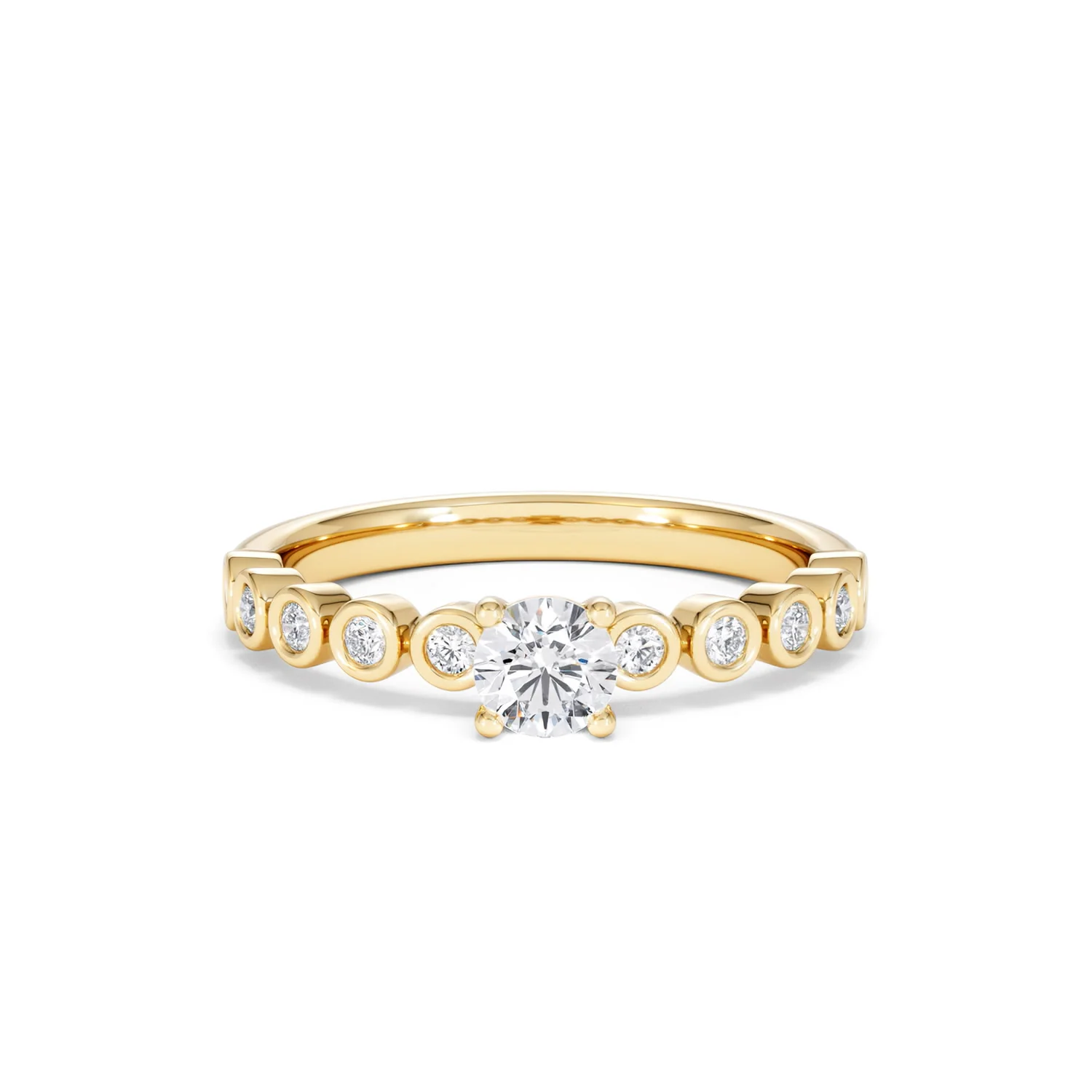 Entwine 0.30ct Round Cut Lab Diamond Solitaire Engagement Ring with Side Stones in 18K Gold Vermeil - Image 7