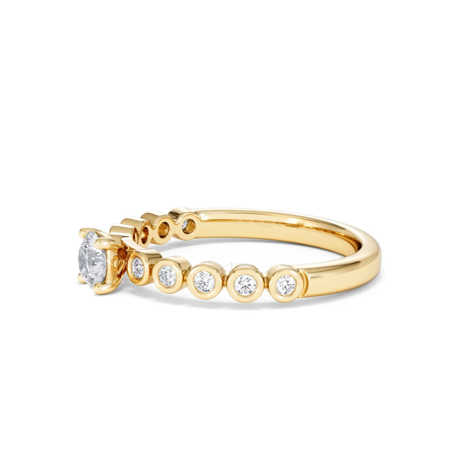 Entwine 0.30ct Round Cut Lab Diamond Solitaire Engagement Ring with Side Stones in 18K Gold Vermeil - Image 72