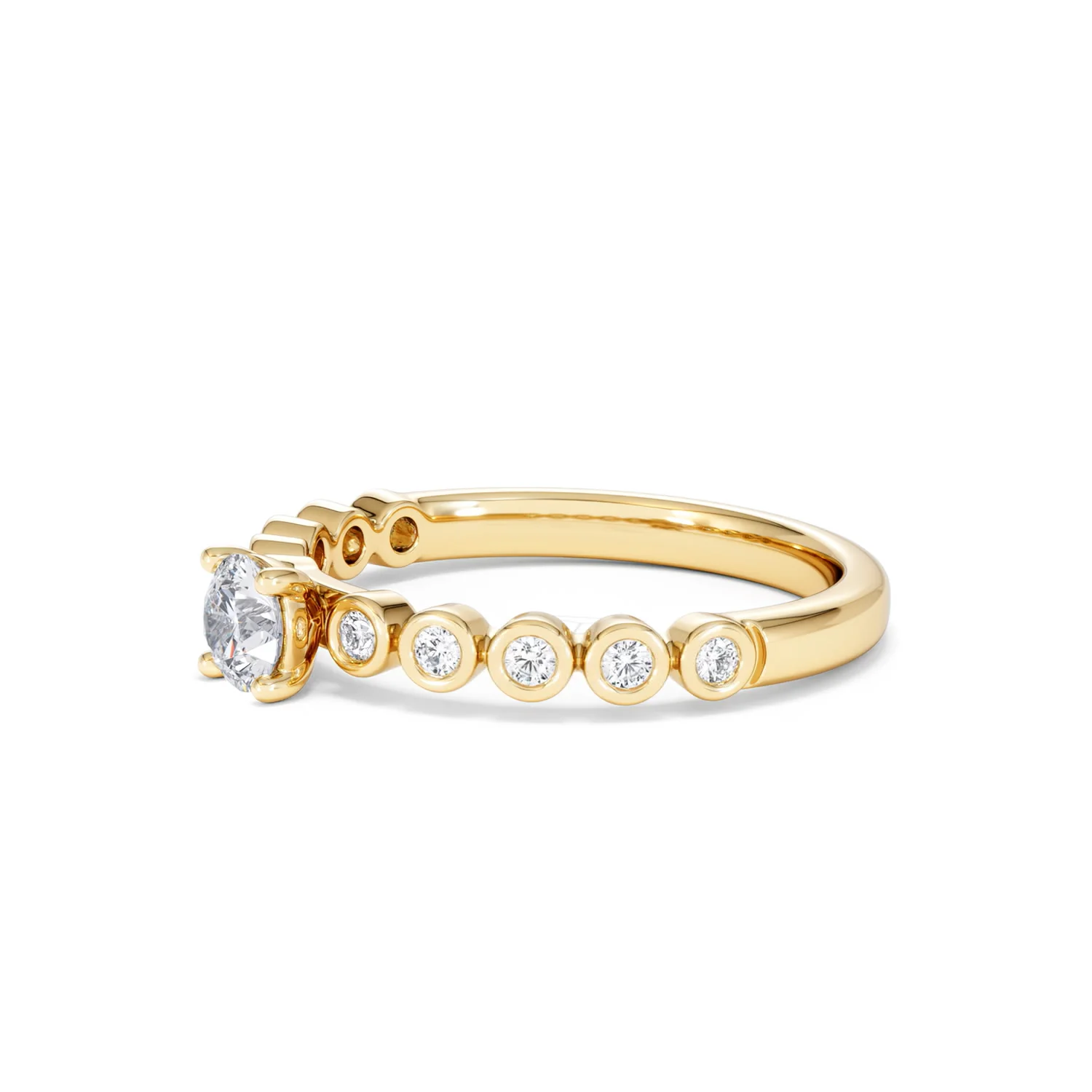 Entwine 0.30ct Round Cut Lab Diamond Solitaire Engagement Ring with Side Stones in 18K Gold Vermeil - Image 74