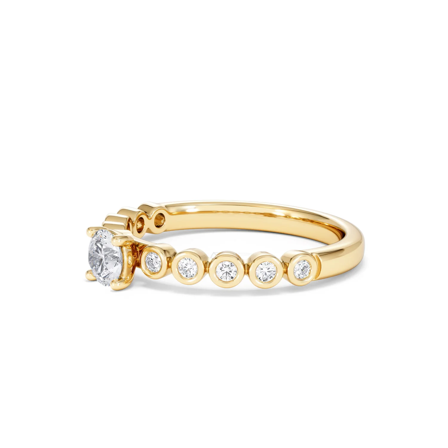 Entwine 0.30ct Round Cut Lab Diamond Solitaire Engagement Ring with Side Stones in 18K Gold Vermeil - Image 75