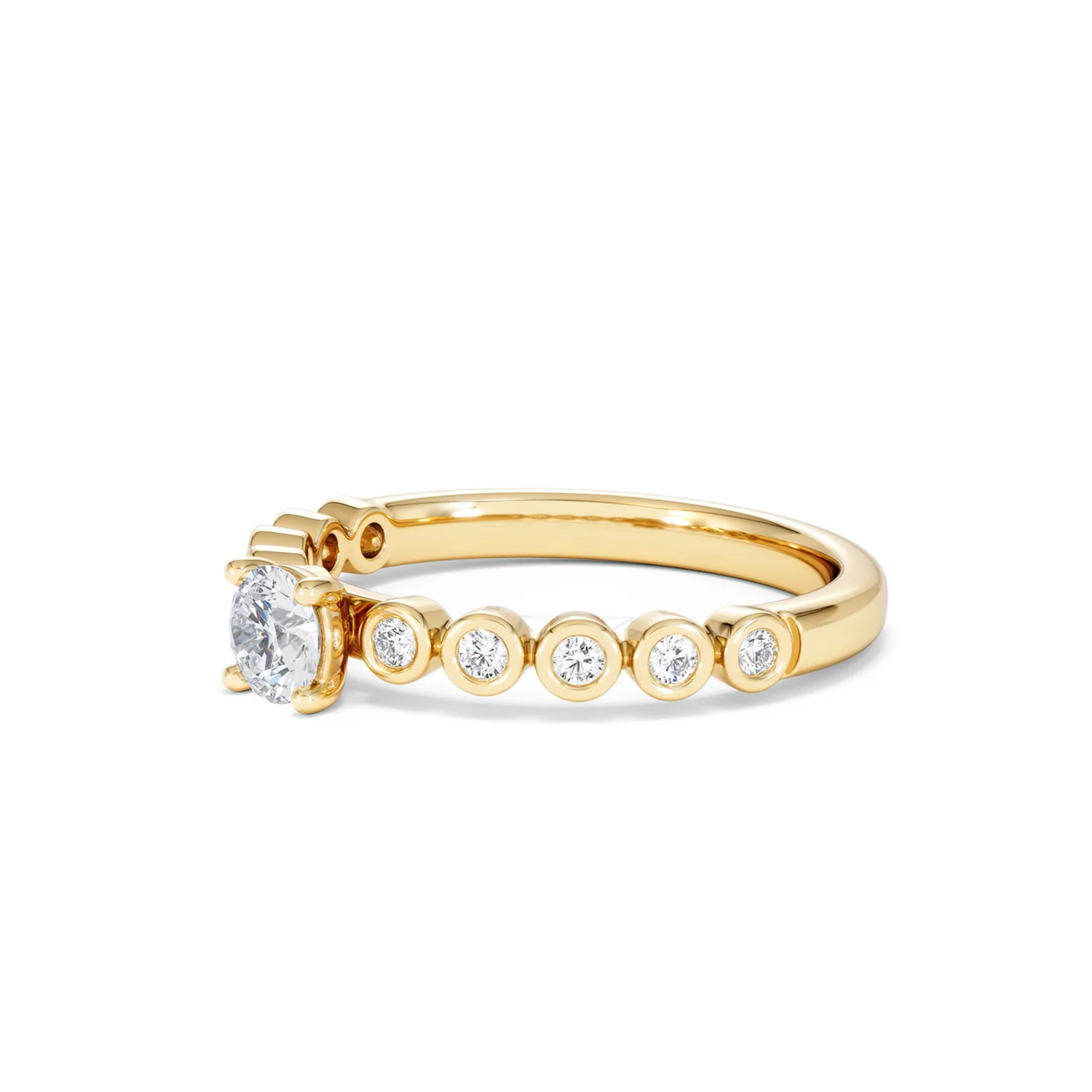 Entwine 0.30ct Round Cut Lab Diamond Solitaire Engagement Ring with Side Stones in 18K Gold Vermeil - Image 76