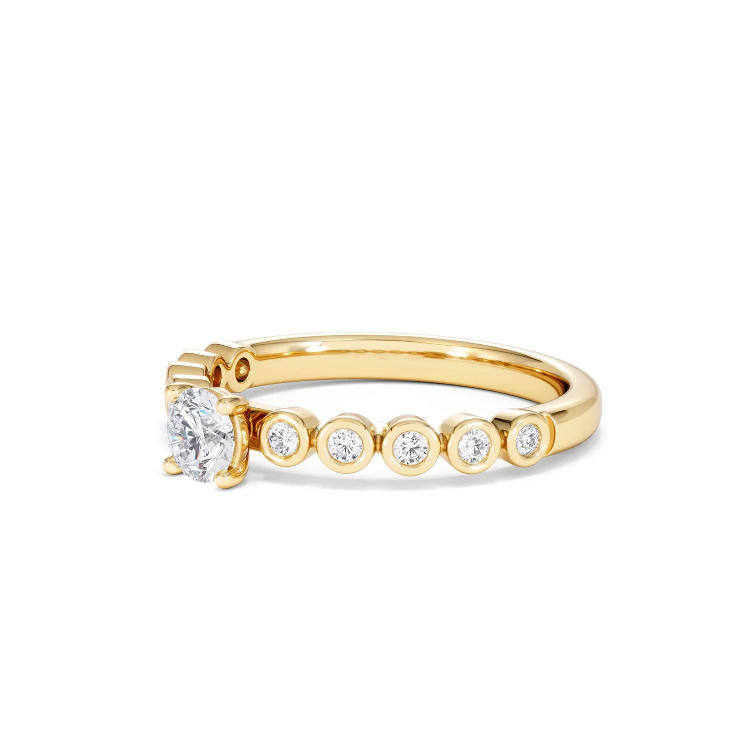 Entwine 0.30ct Round Cut Lab Diamond Solitaire Engagement Ring with Side Stones in 18K Gold Vermeil - Image 77