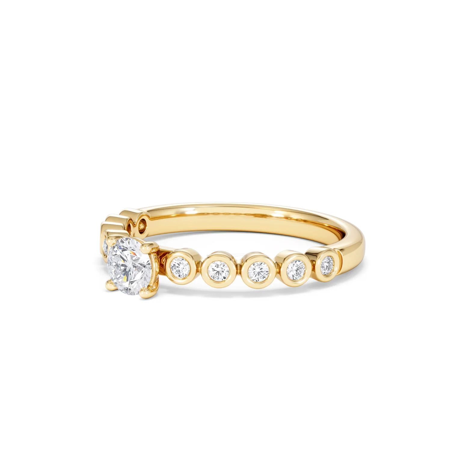 Entwine 0.30ct Round Cut Lab Diamond Solitaire Engagement Ring with Side Stones in 18K Gold Vermeil - Image 78