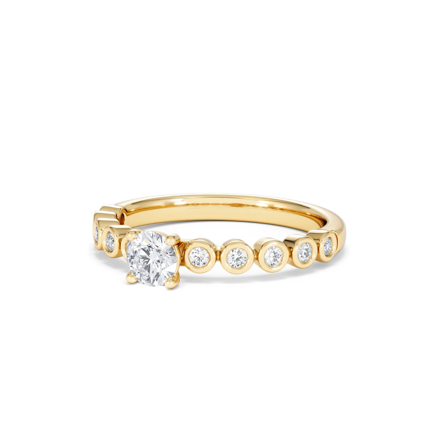 Entwine 0.30ct Round Cut Lab Diamond Solitaire Engagement Ring with Side Stones in 18K Gold Vermeil - Image 81