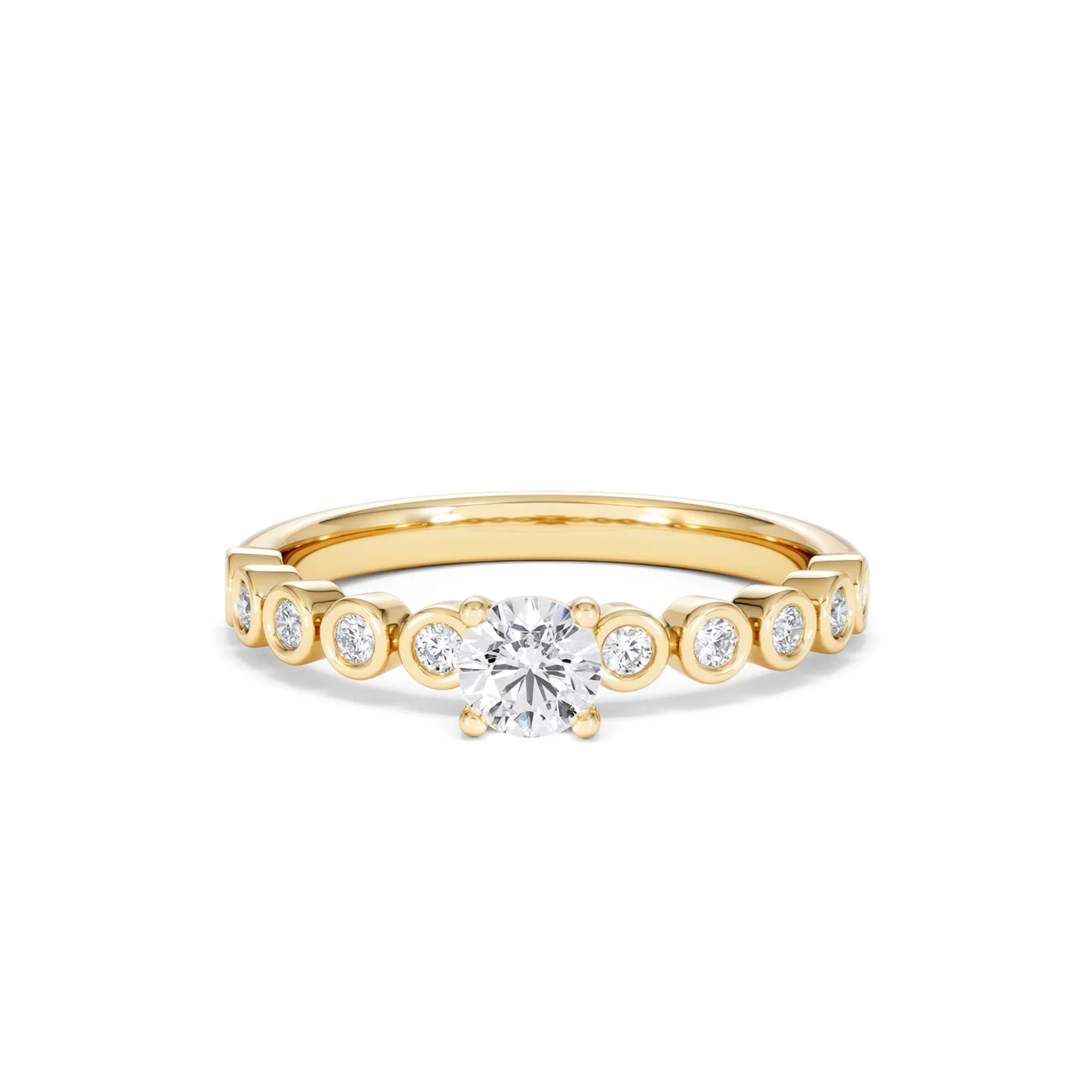 Entwine 0.30ct Round Cut Lab Diamond Solitaire Engagement Ring with Side Stones in 18K Gold Vermeil - Image 86