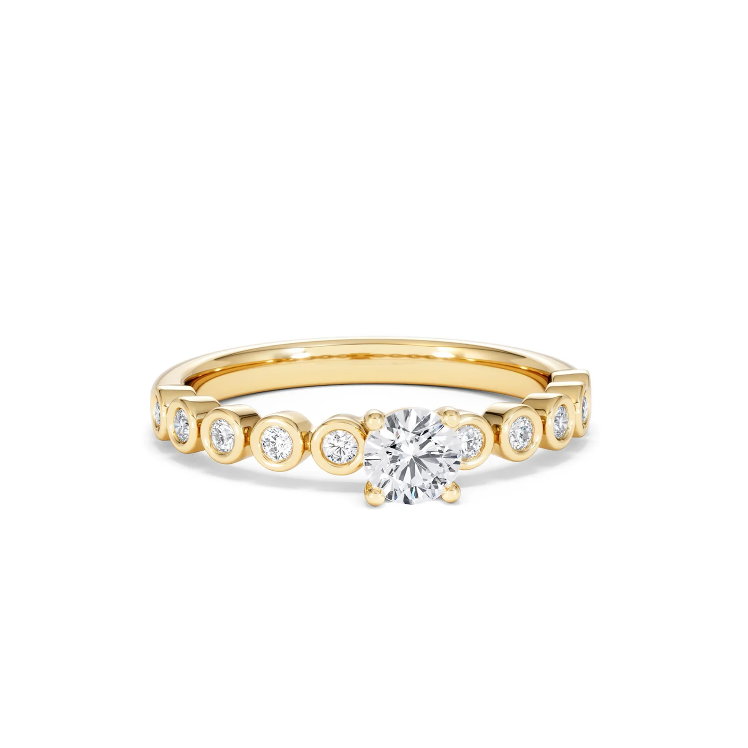 Entwine 0.30ct Round Cut Lab Diamond Solitaire Engagement Ring with Side Stones in 18K Gold Vermeil - Image 9