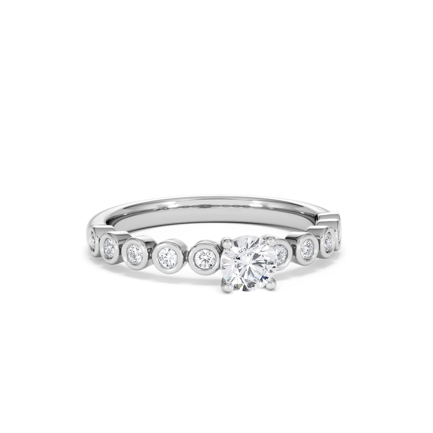 Entwine 0.30ct Round Cut Lab Diamond Solitaire Engagement Ring with Side Stones in Sterling Silver - Image 10