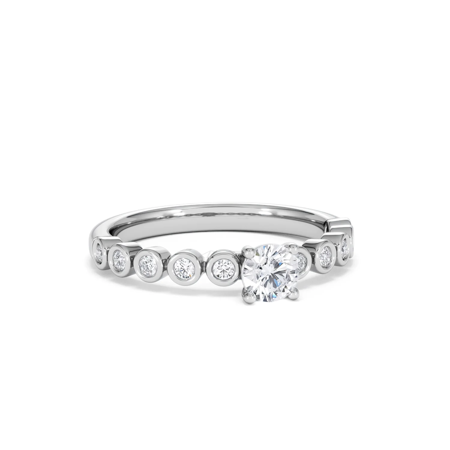 Entwine 0.30ct Round Cut Lab Diamond Solitaire Engagement Ring with Side Stones in Sterling Silver - Image 11