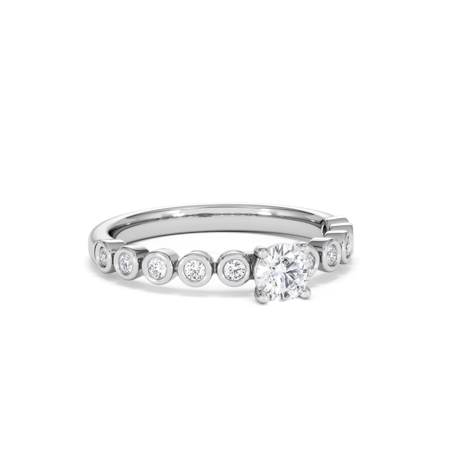 Entwine 0.30ct Round Cut Lab Diamond Solitaire Engagement Ring with Side Stones in Sterling Silver - Image 12