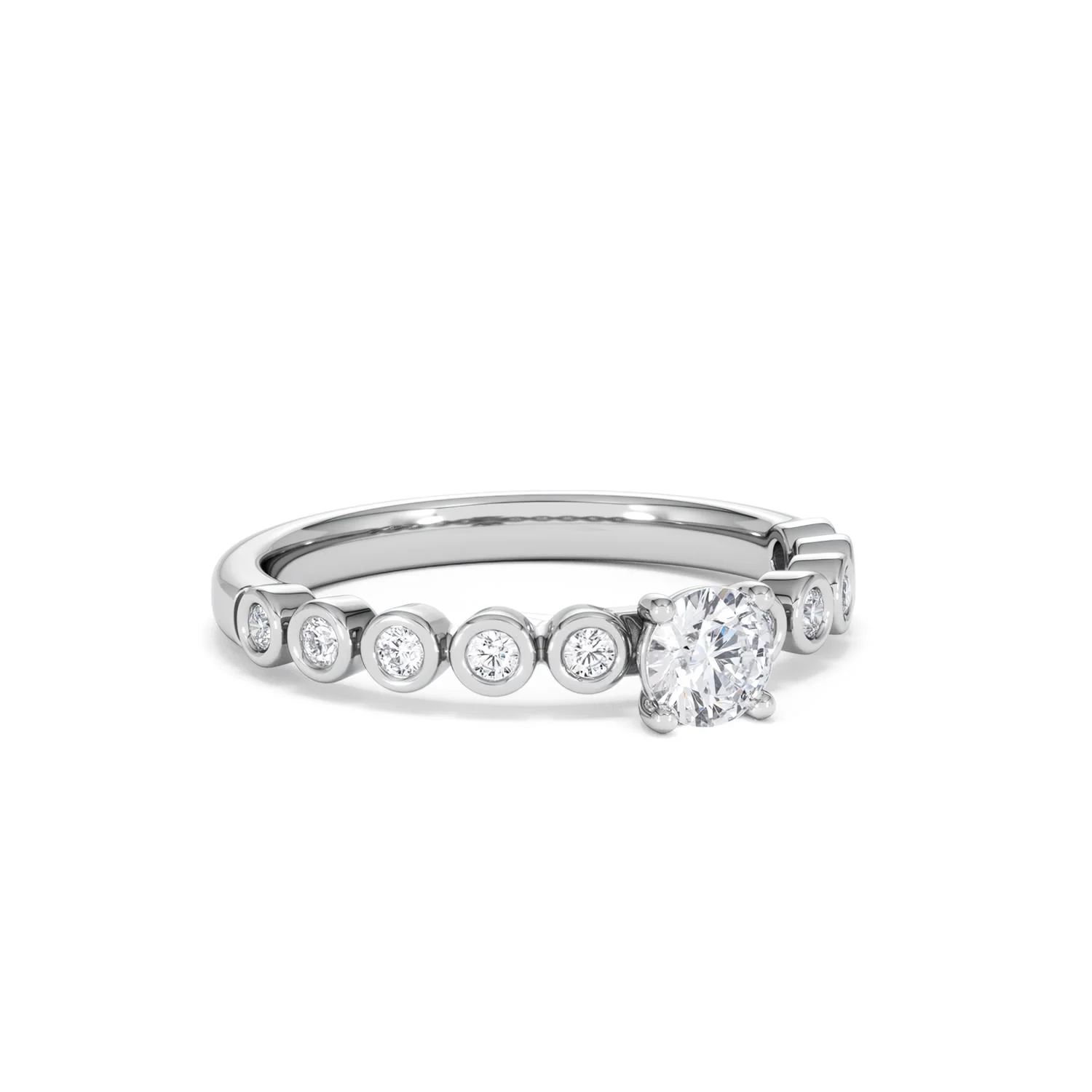 Entwine 0.30ct Round Cut Lab Diamond Solitaire Engagement Ring with Side Stones in Sterling Silver - Image 13