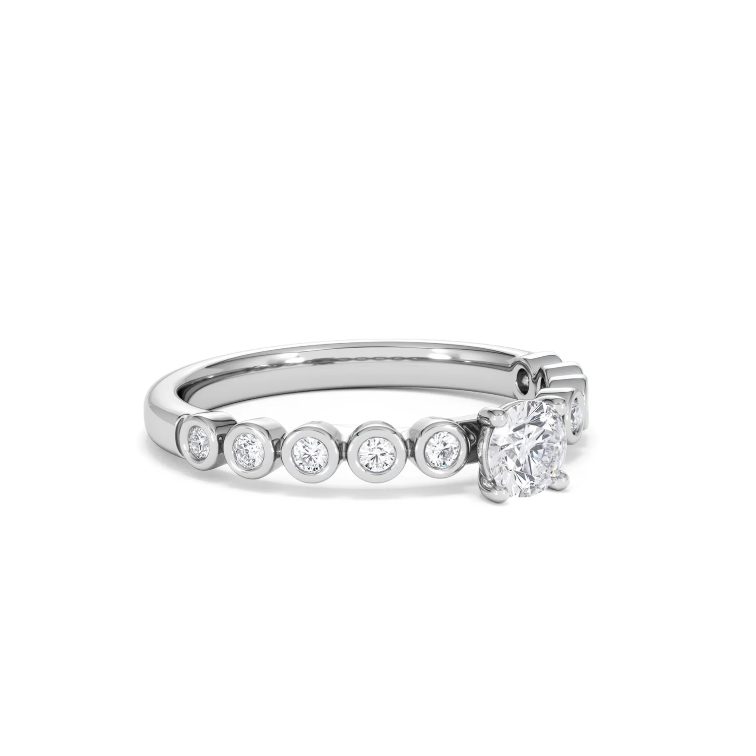 Entwine 0.30ct Round Cut Lab Diamond Solitaire Engagement Ring with Side Stones in Sterling Silver - Image 15