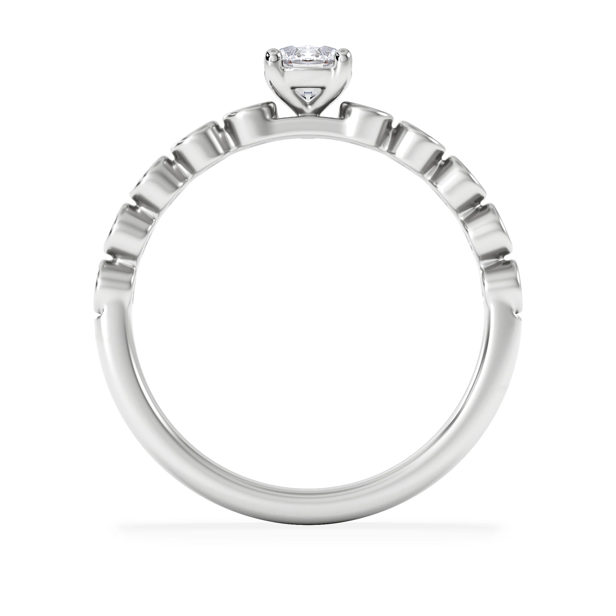 Entwine 0.30ct Round Cut Lab Diamond Solitaire Engagement Ring with Side Stones in Sterling Silver - Image 3
