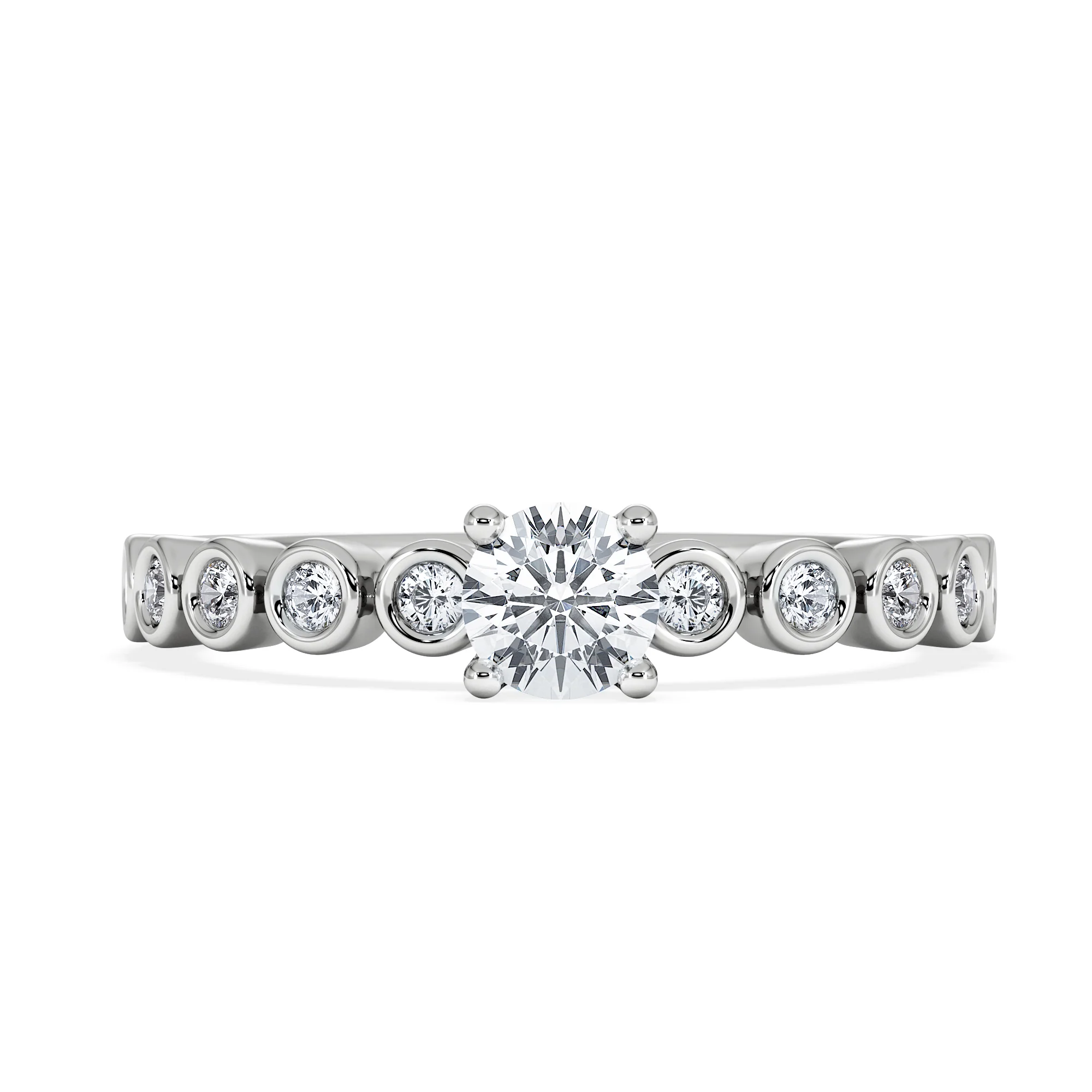 Entwine 0.30ct Round Cut Lab Diamond Solitaire Engagement Ring with Side Stones in Sterling Silver - Image 6