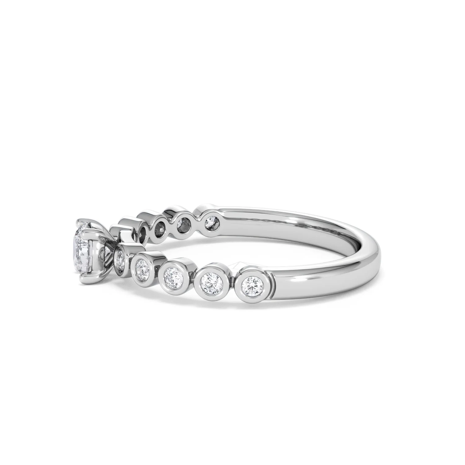 Entwine 0.30ct Round Cut Lab Diamond Solitaire Engagement Ring with Side Stones in Sterling Silver - Image 69