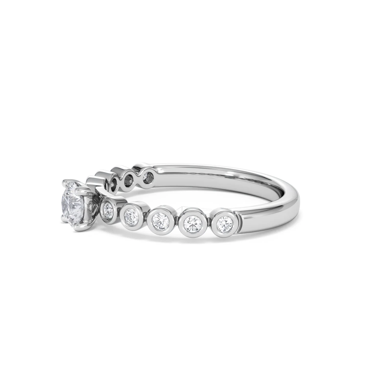 Entwine 0.30ct Round Cut Lab Diamond Solitaire Engagement Ring with Side Stones in Sterling Silver - Image 72