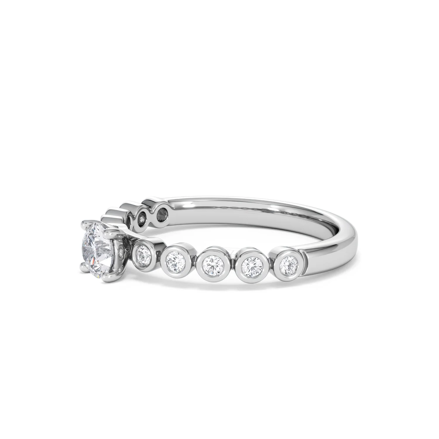 Entwine 0.30ct Round Cut Lab Diamond Solitaire Engagement Ring with Side Stones in Sterling Silver - Image 74