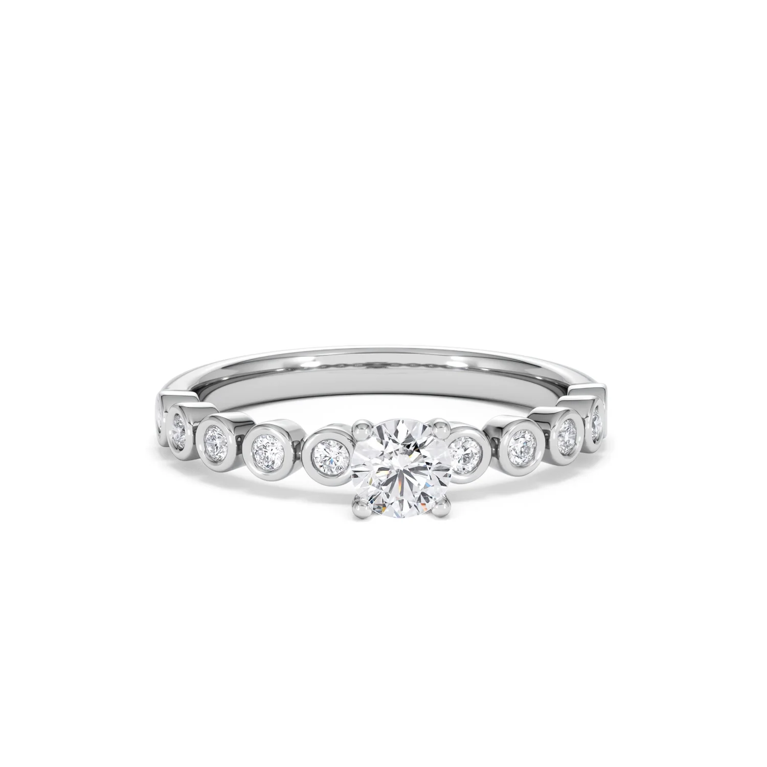 Entwine 0.30ct Round Cut Lab Diamond Solitaire Engagement Ring with Side Stones in Sterling Silver - Image 8