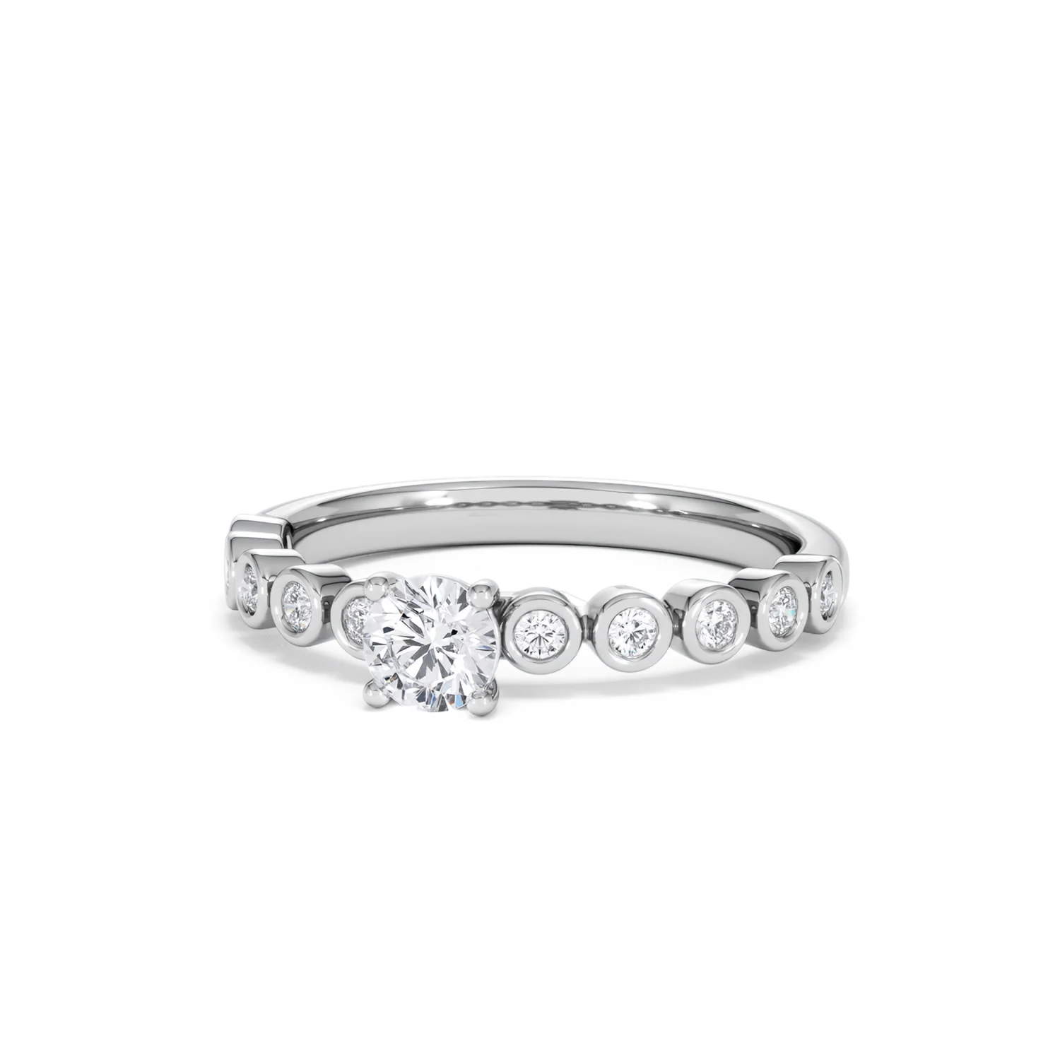 Entwine 0.30ct Round Cut Lab Diamond Solitaire Engagement Ring with Side Stones in Sterling Silver - Image 83