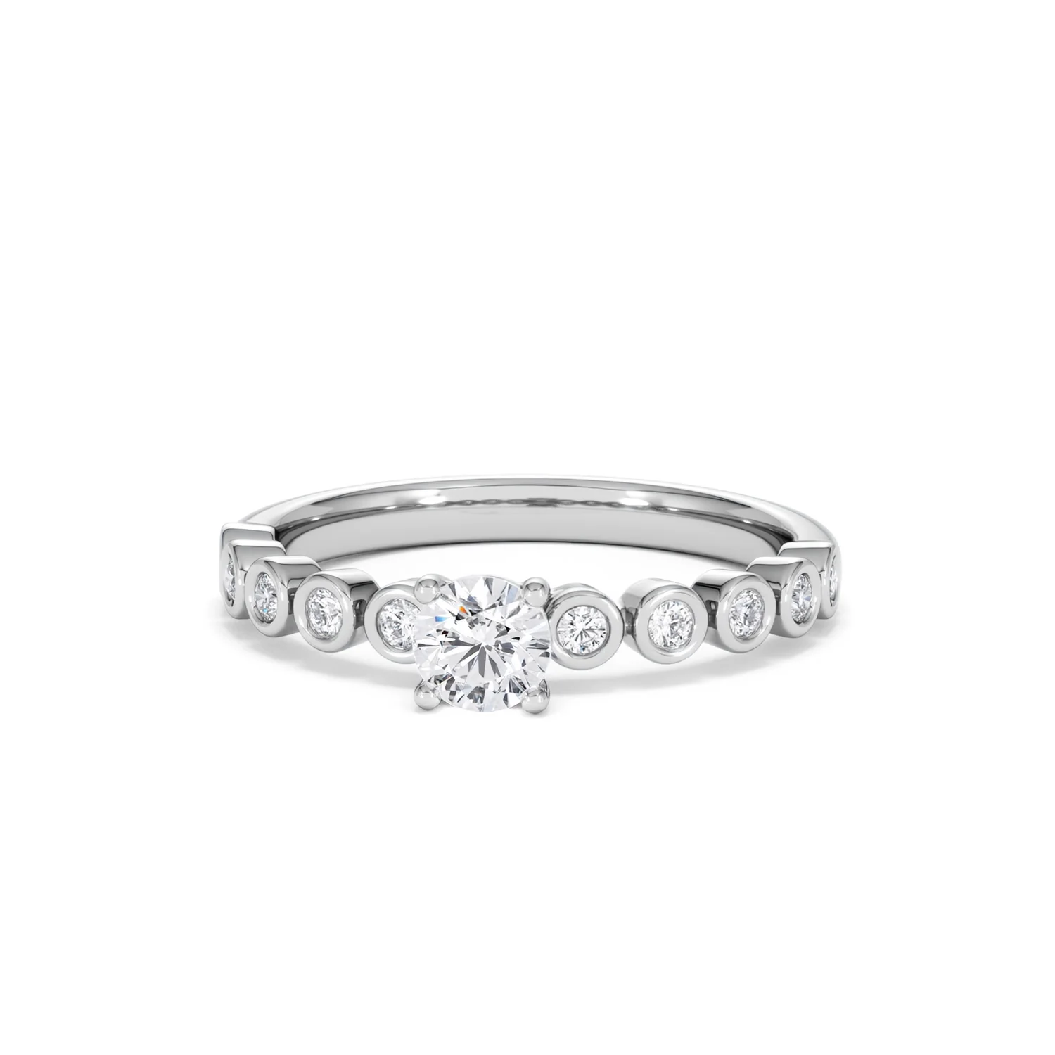 Entwine 0.30ct Round Cut Lab Diamond Solitaire Engagement Ring with Side Stones in Sterling Silver - Image 85