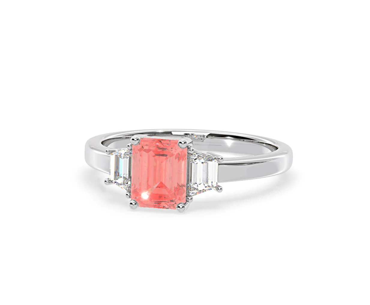 Erika Pink Lab Diamond 1.70ct Emerald Cut Ring in 18K White Gold - Elara Collection - Image 10