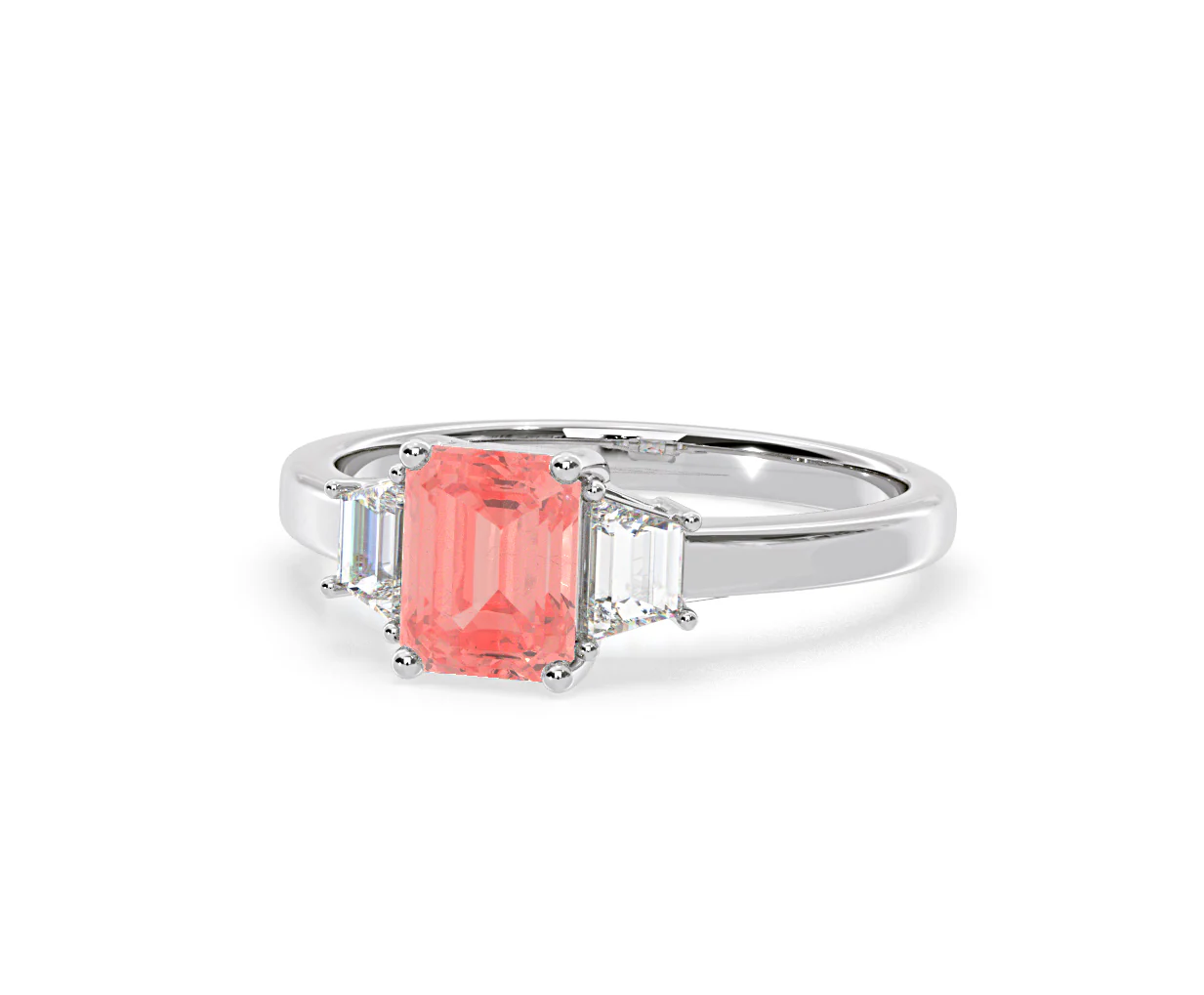 Erika Pink Lab Diamond 1.70ct Emerald Cut Ring in 18K White Gold - Elara Collection - Image 11
